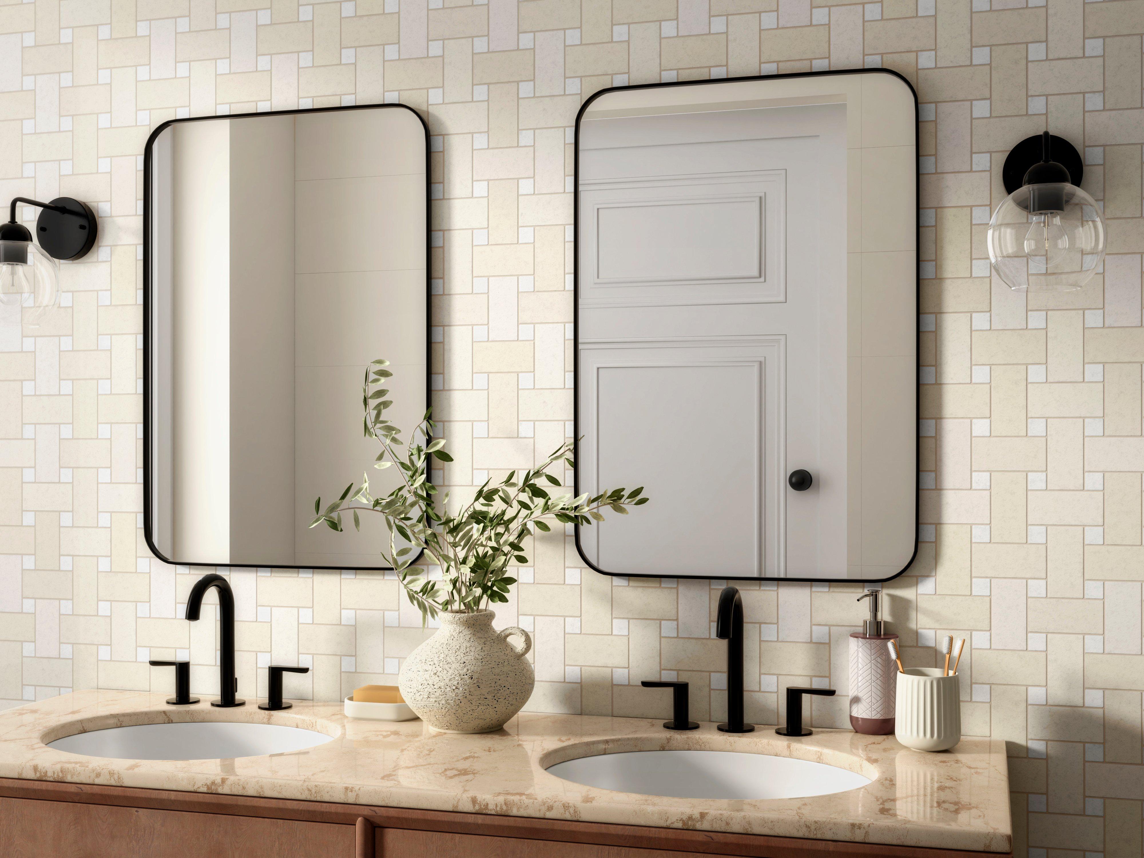 Serene Ivory Dolomite Basketweave Limestone Mosaic