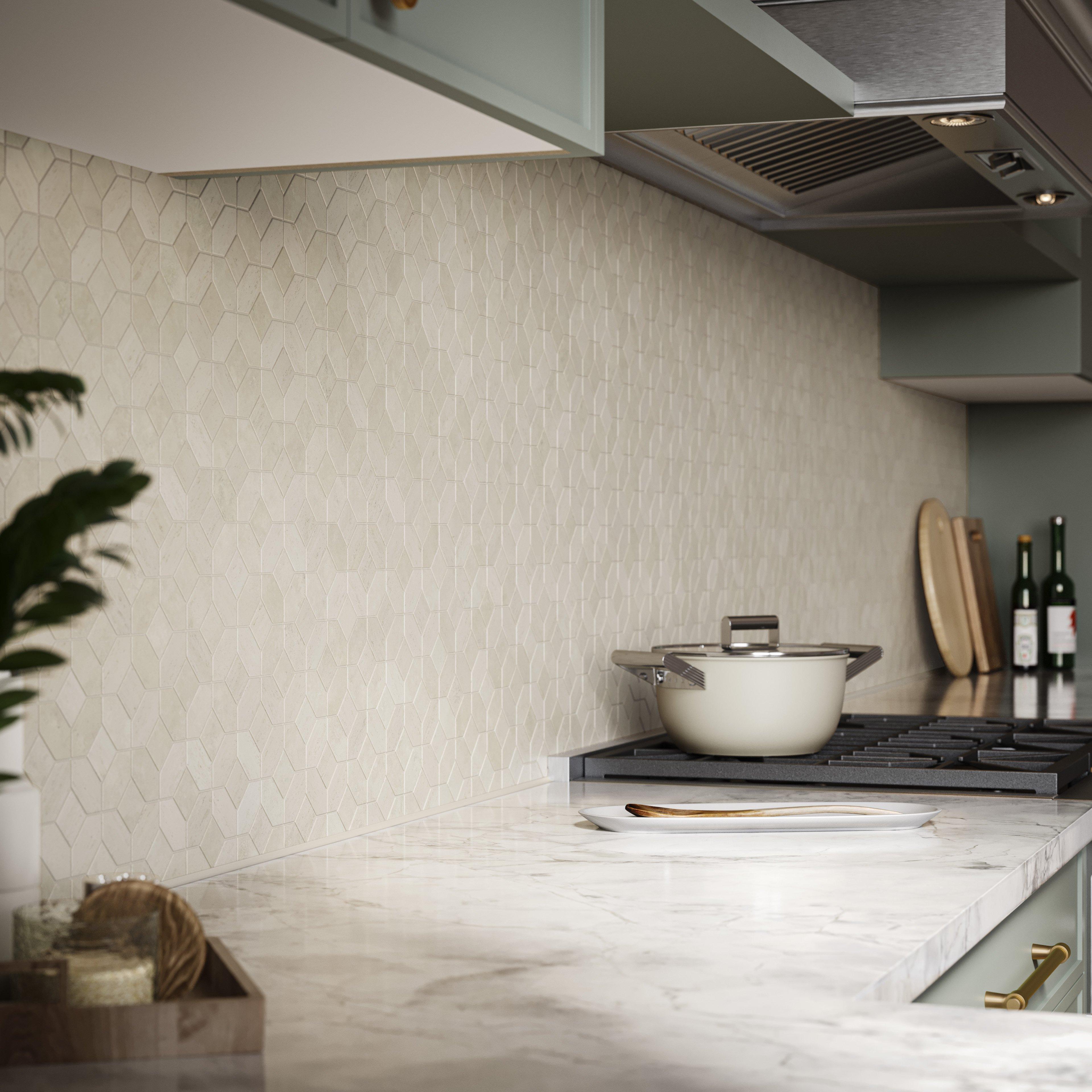 Linen Diamond Honed Limestone Mosaic