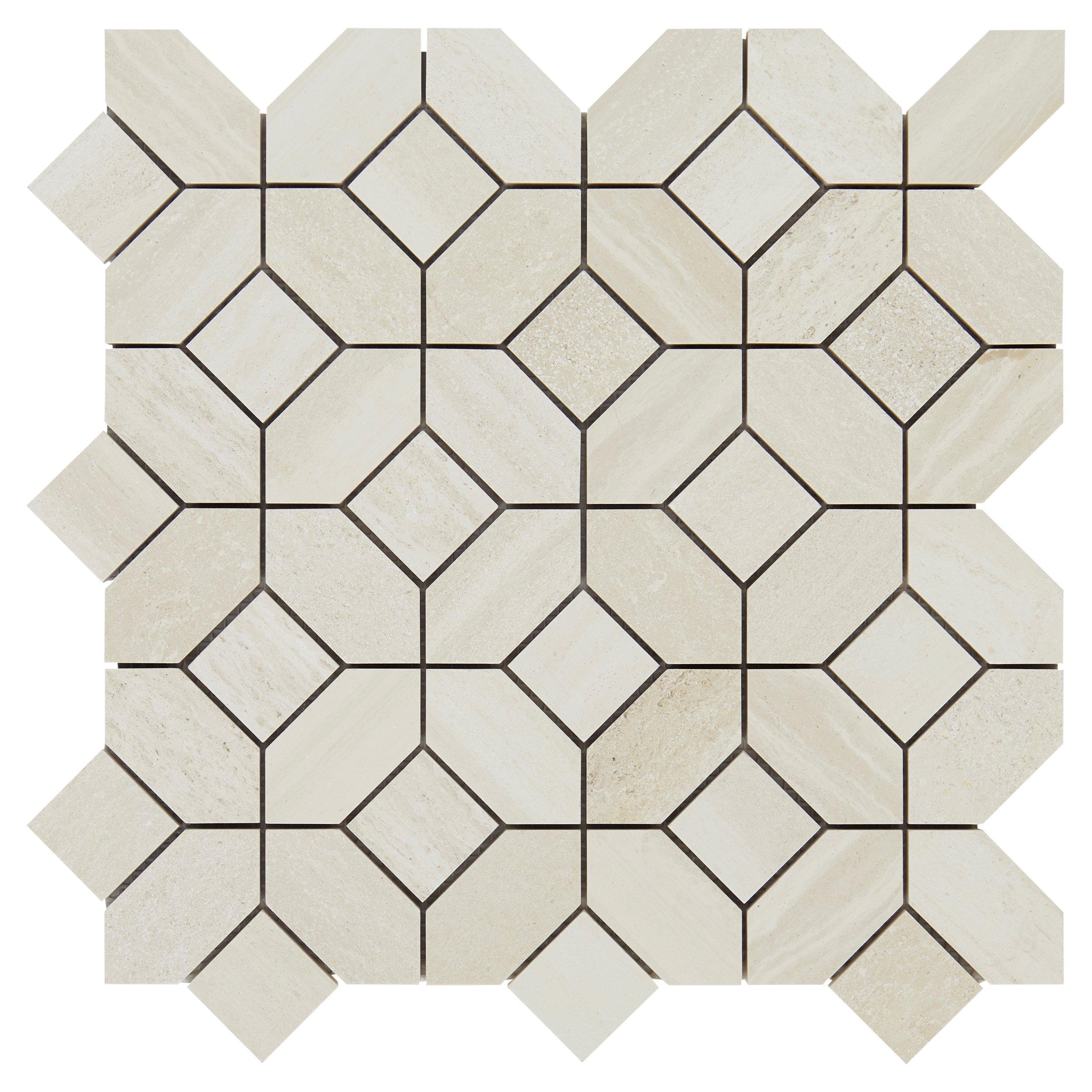 Linen Diamond Honed Limestone Mosaic