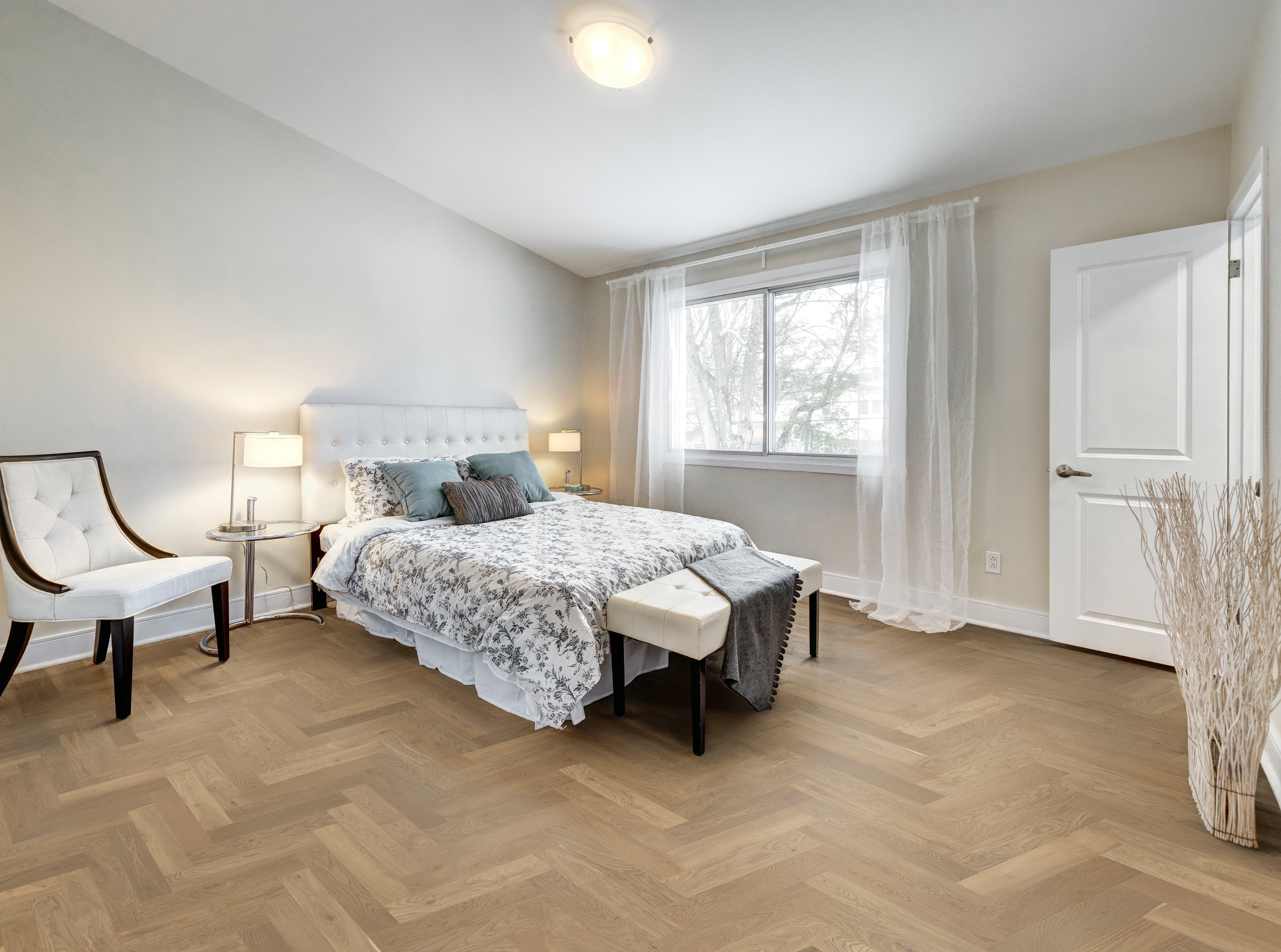 Louie Herringbone White Oak Wire Brushed Engineered Hardwood