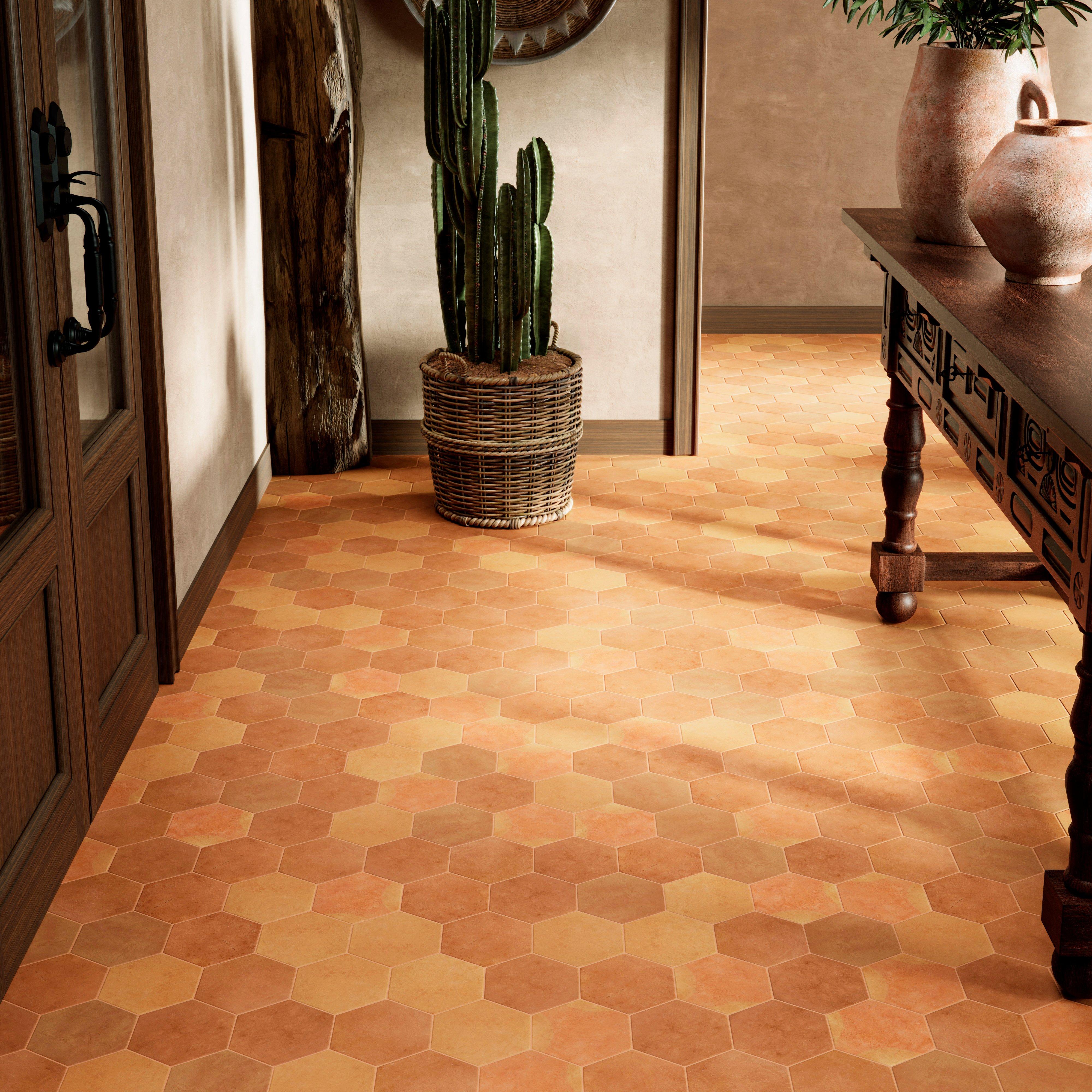 Sealed Hexagon Matte Saltillo Tile