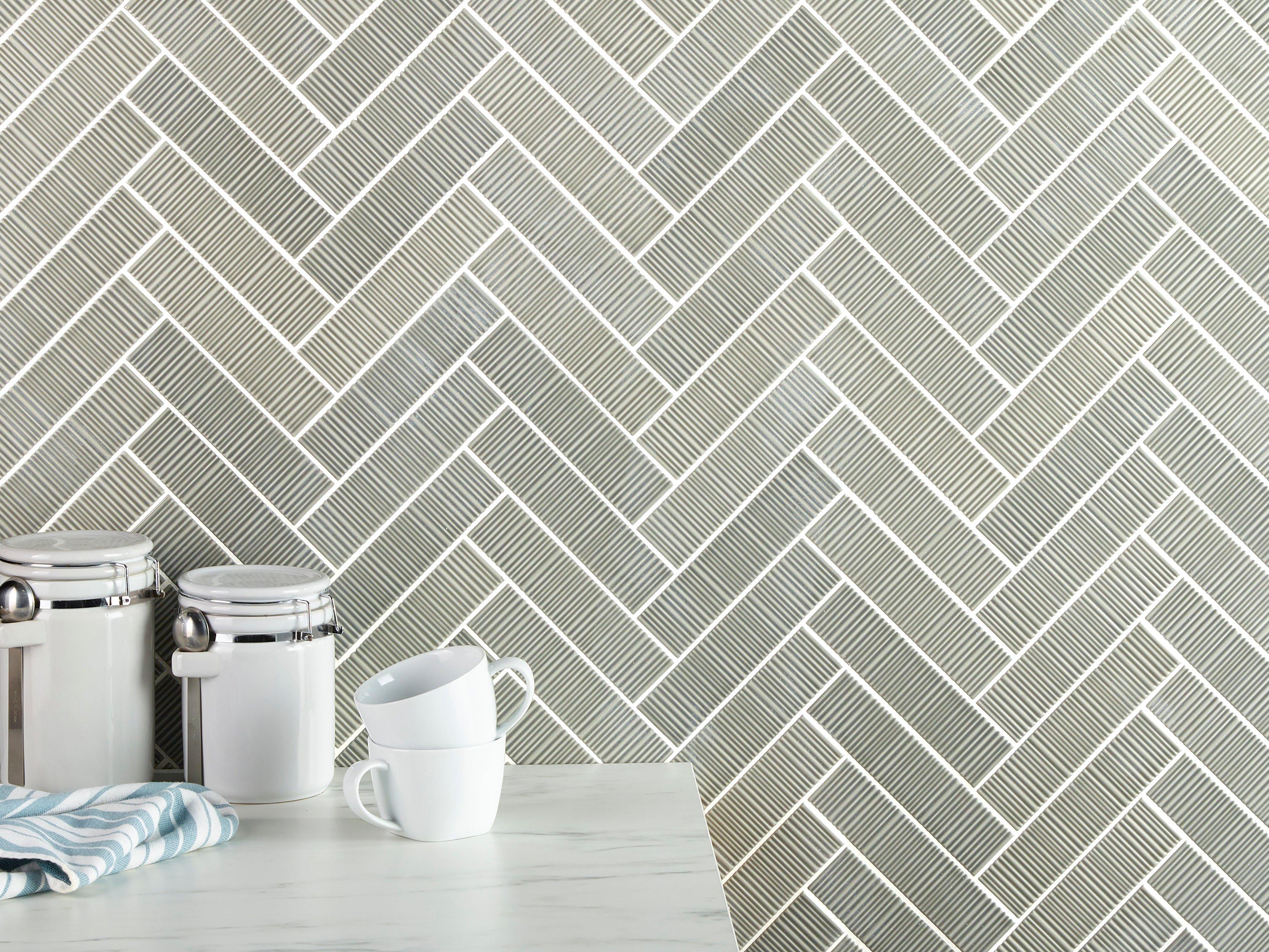 Ribbed Thyme Glossy Ceramic Tile