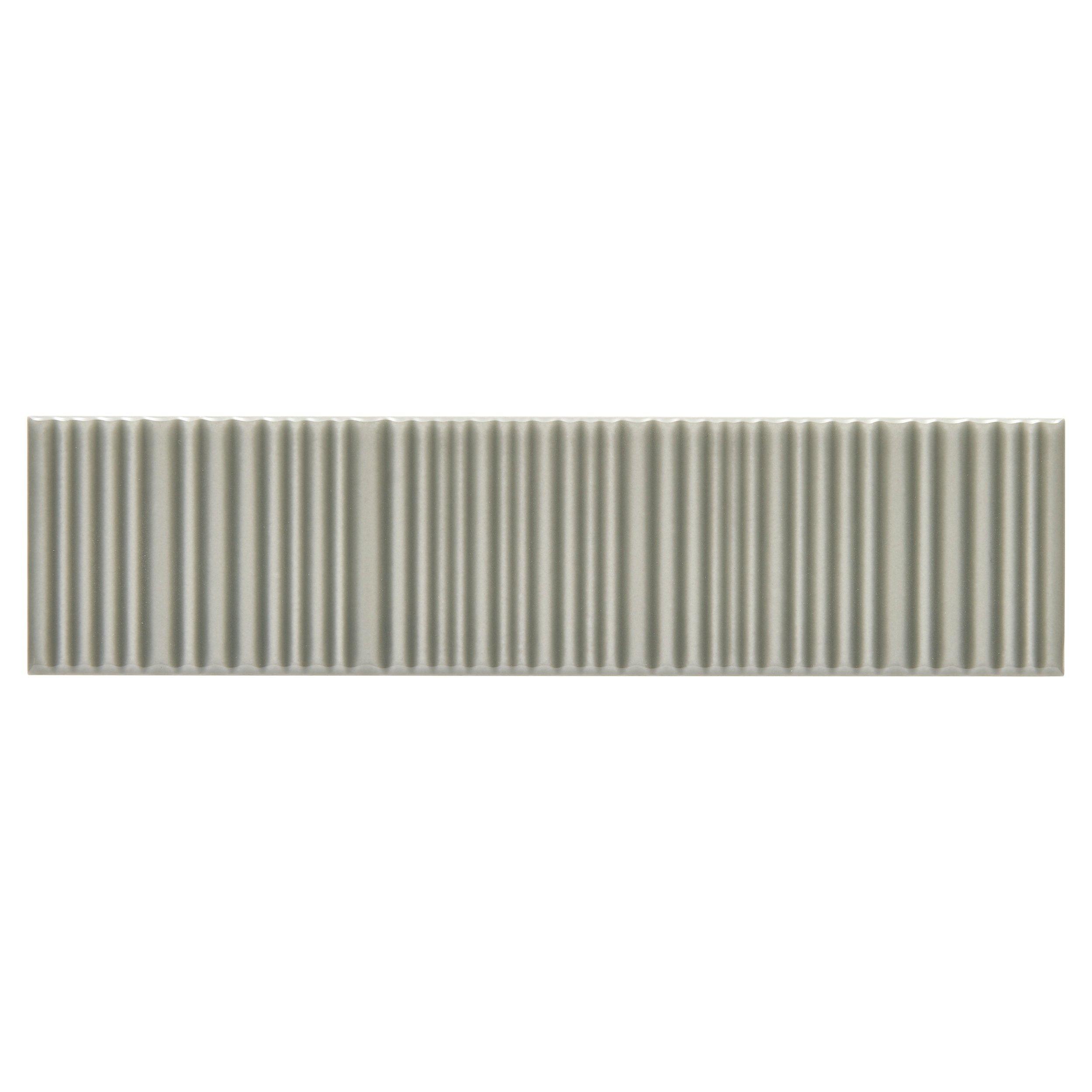 Ribbed Thyme Glossy Ceramic Tile