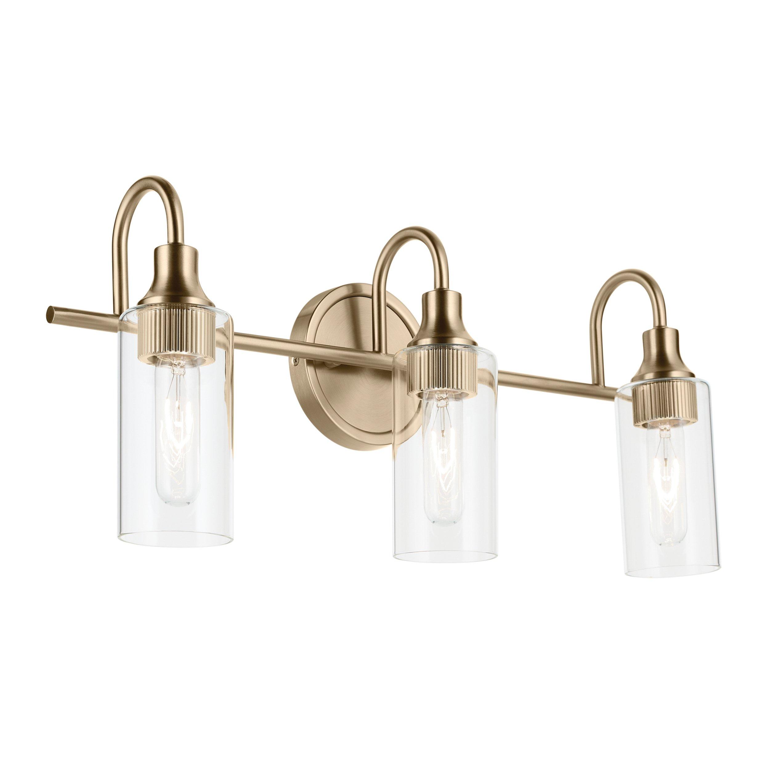 Kavi Brushed Gold Triple Vanity Light