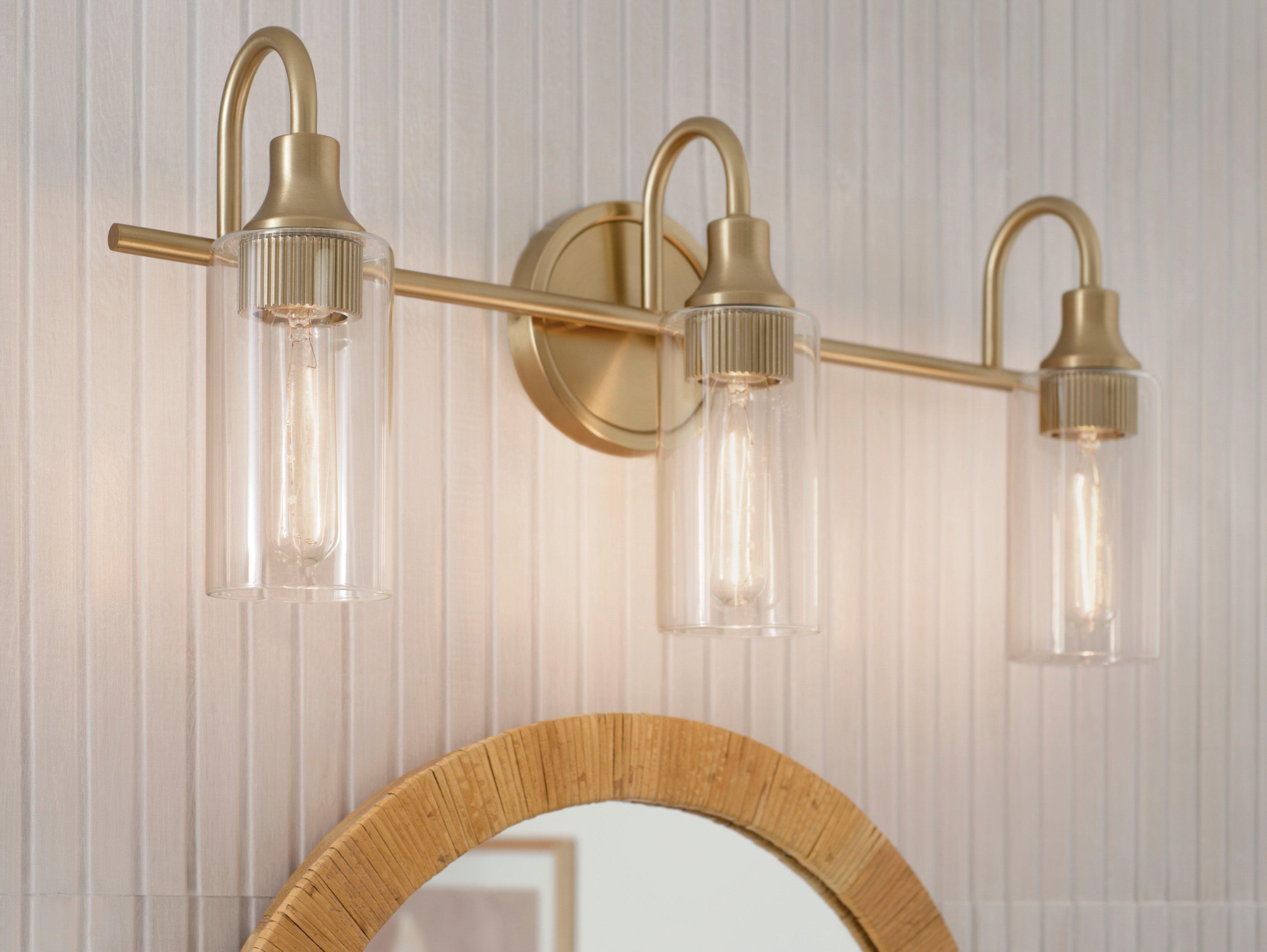 Kavi Brushed Gold Triple Vanity Light