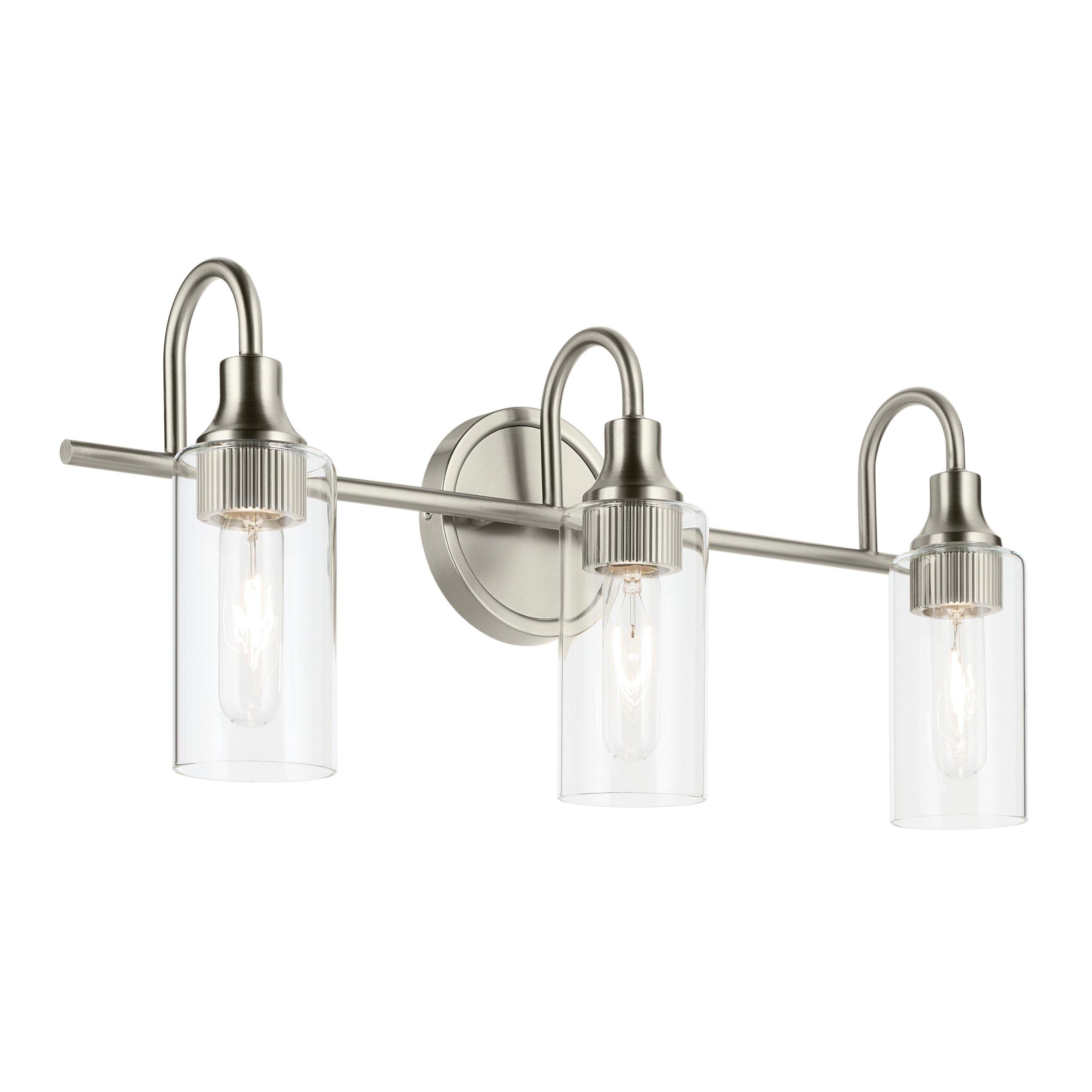 Kavi Brushed Nickel Triple Vanity Light