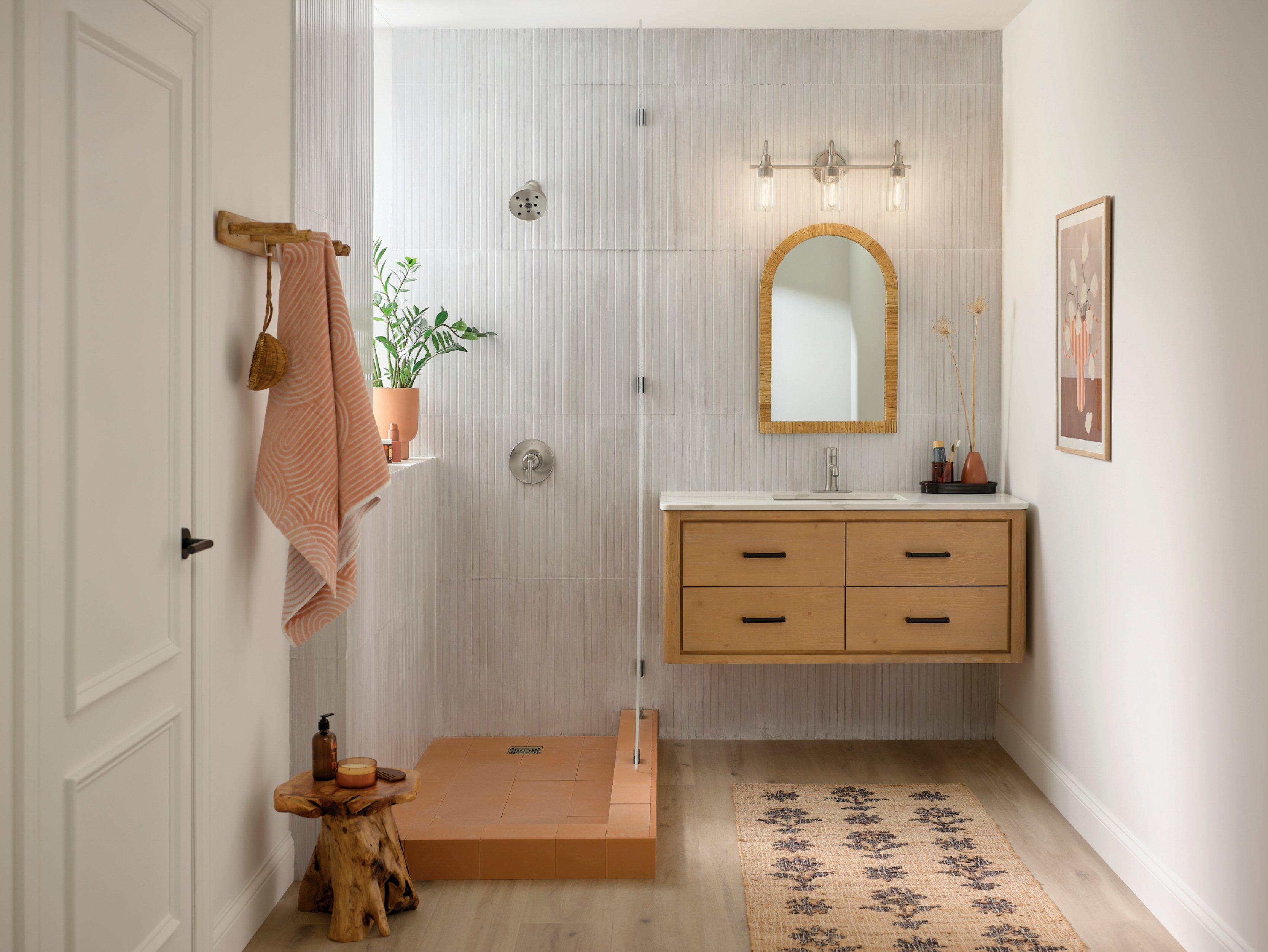 Kavi Brushed Nickel Triple Vanity Light