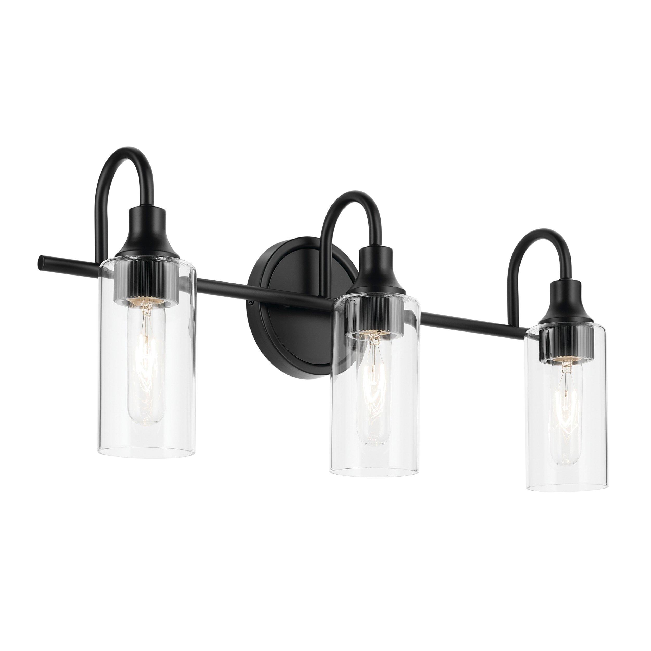 Kavi Matte Black Triple Vanity Light
