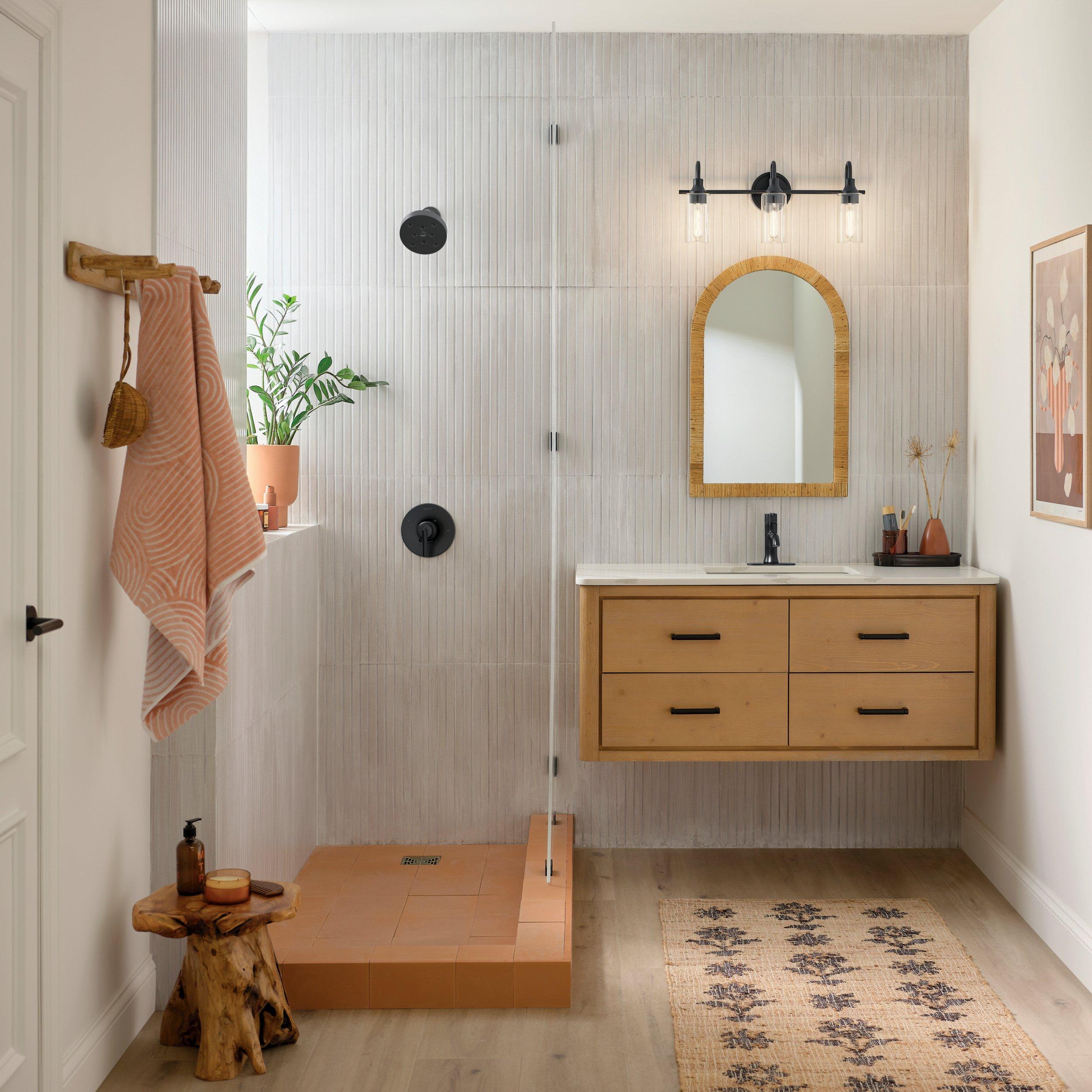 Kavi Matte Black Triple Vanity Light