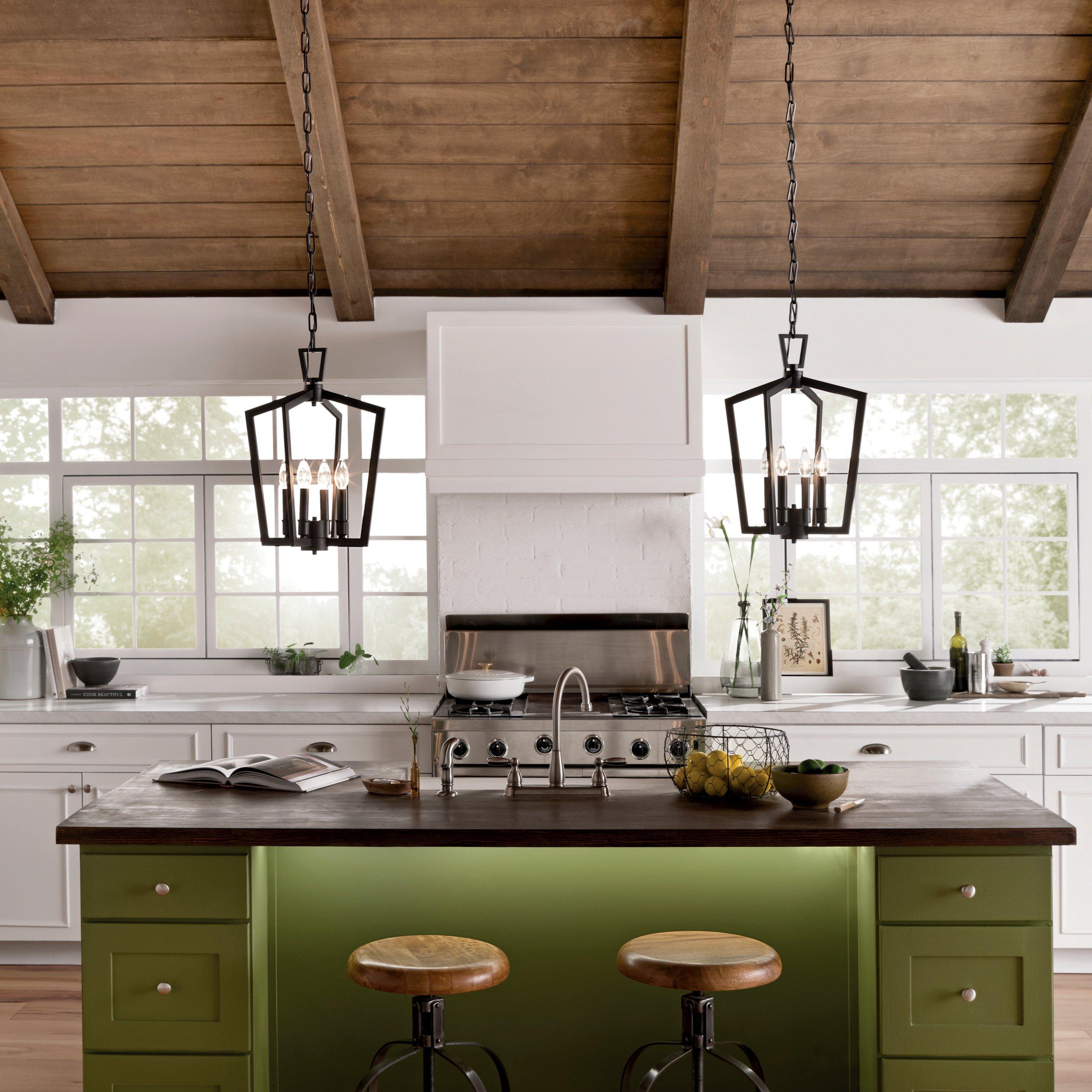 Abbotswell Matte Black Quadruple Pendant Light