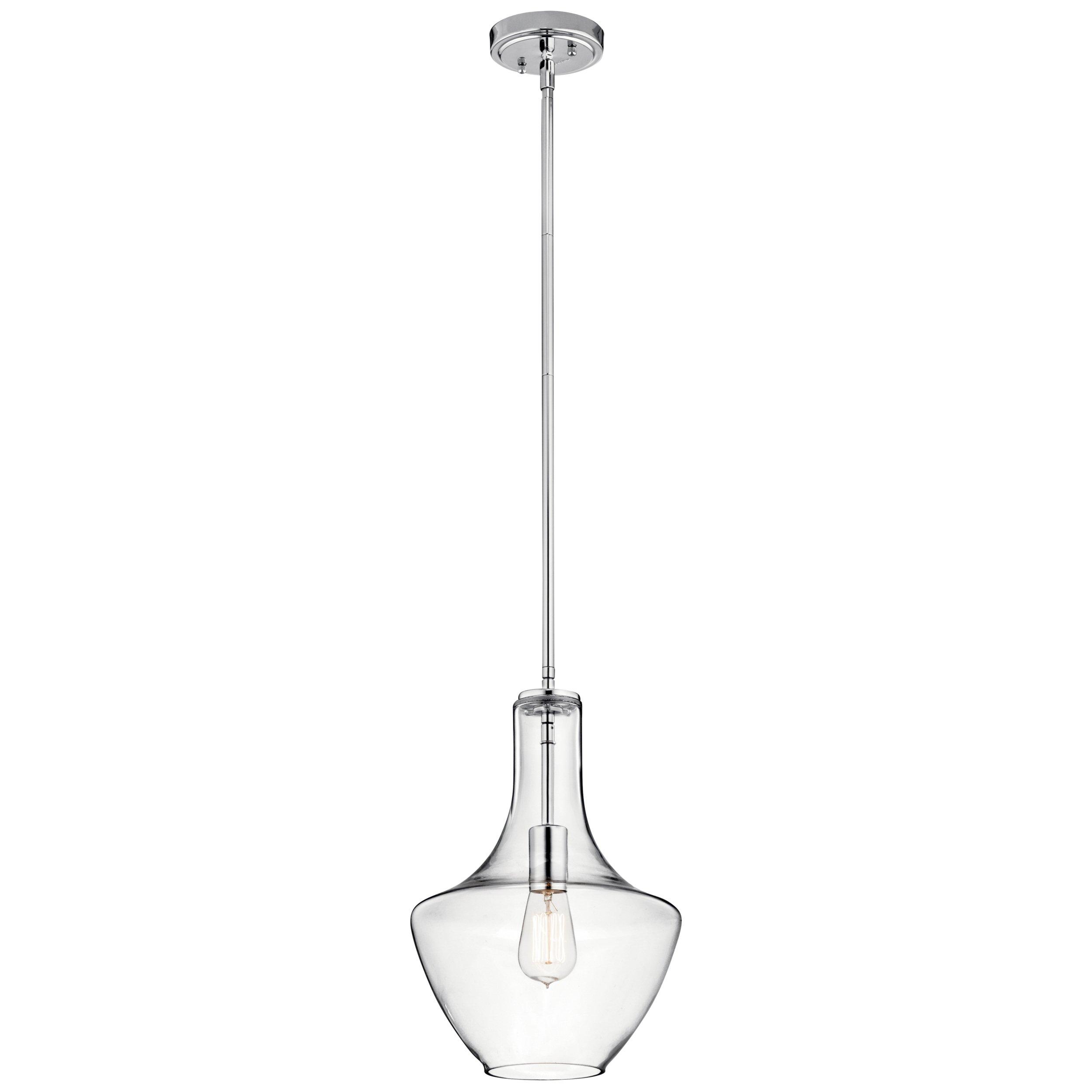 Everly 15.25 in. Polished Chrome Single Pendant Light