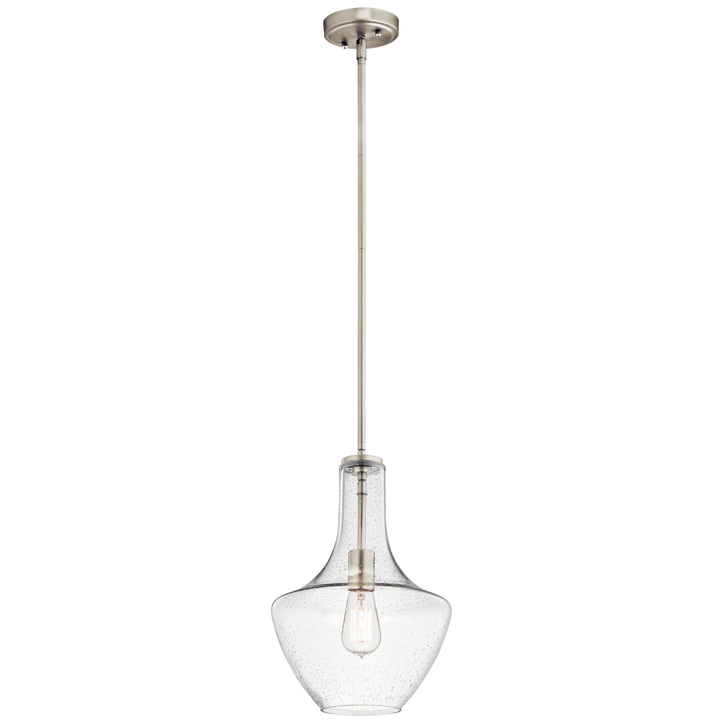 Everly 15.25 in. Brushed Nickel Single Pendant Light