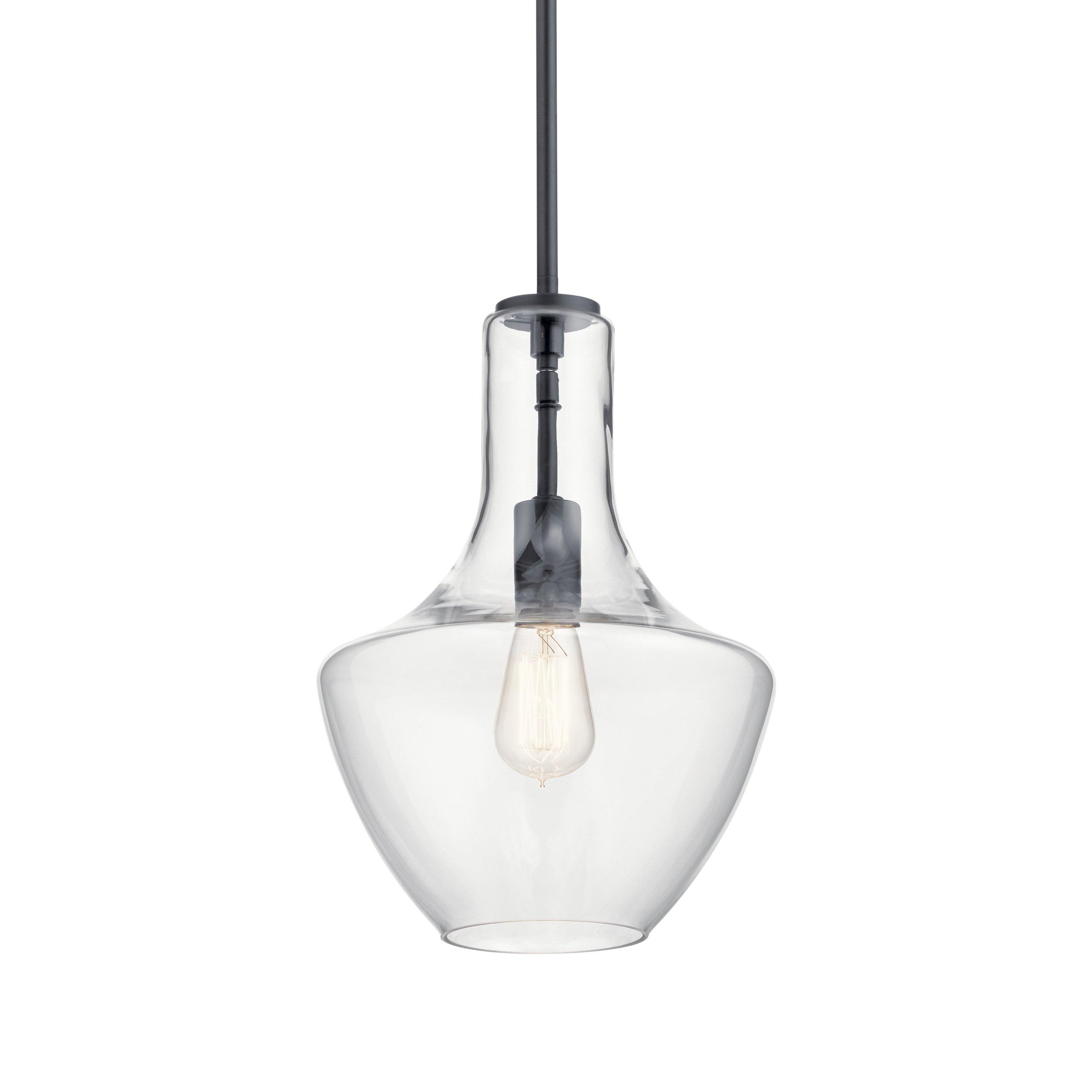 Everly 15.25 in. Matte Black Single Pendant Light