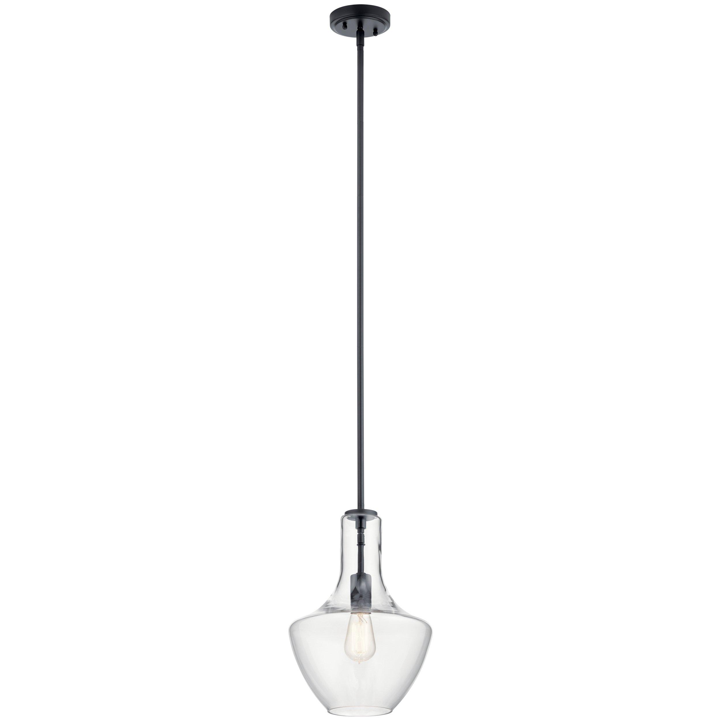 Everly 15.25 in. Matte Black Single Pendant Light