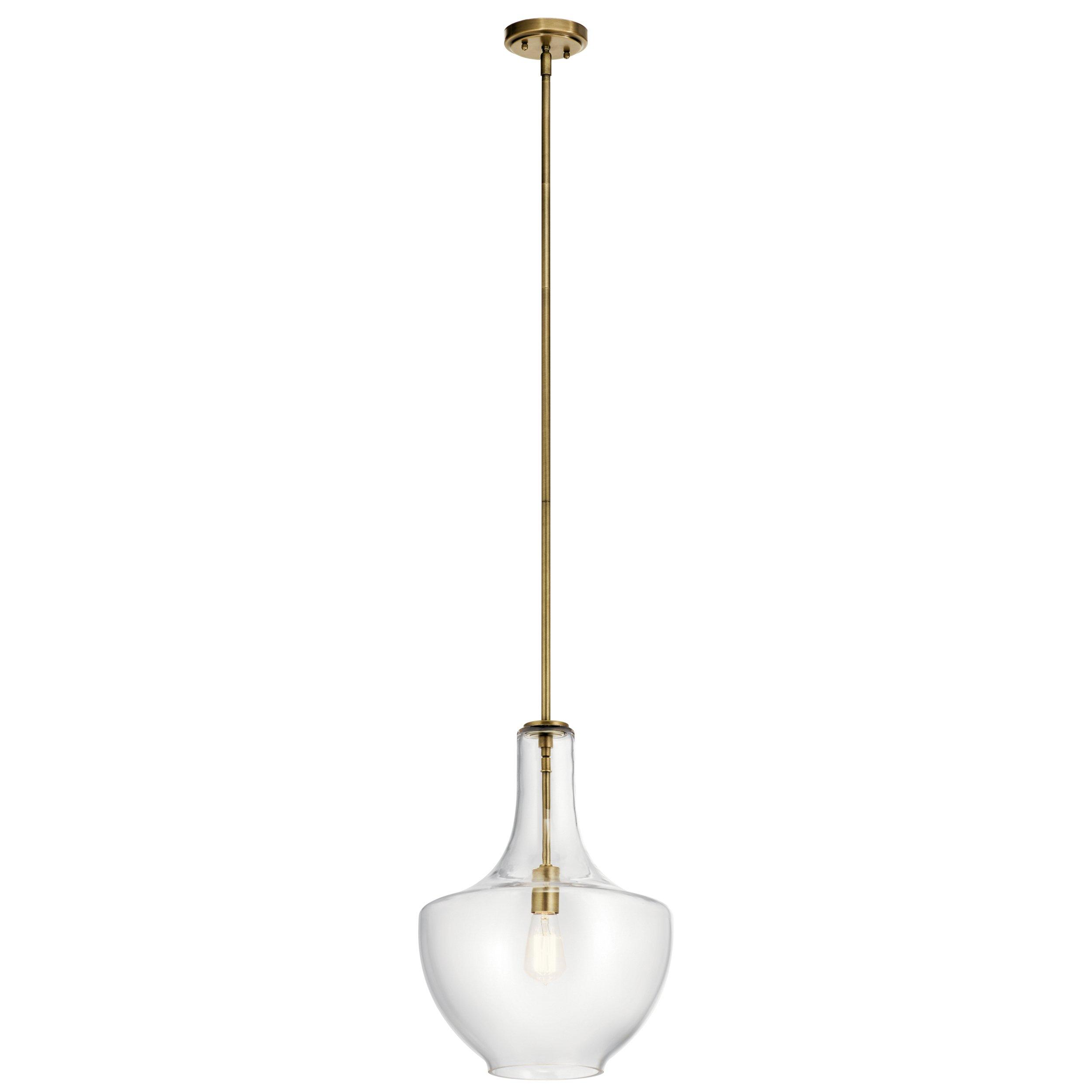 Everly 19.75 in. Brushed Gold Single Pendant Light