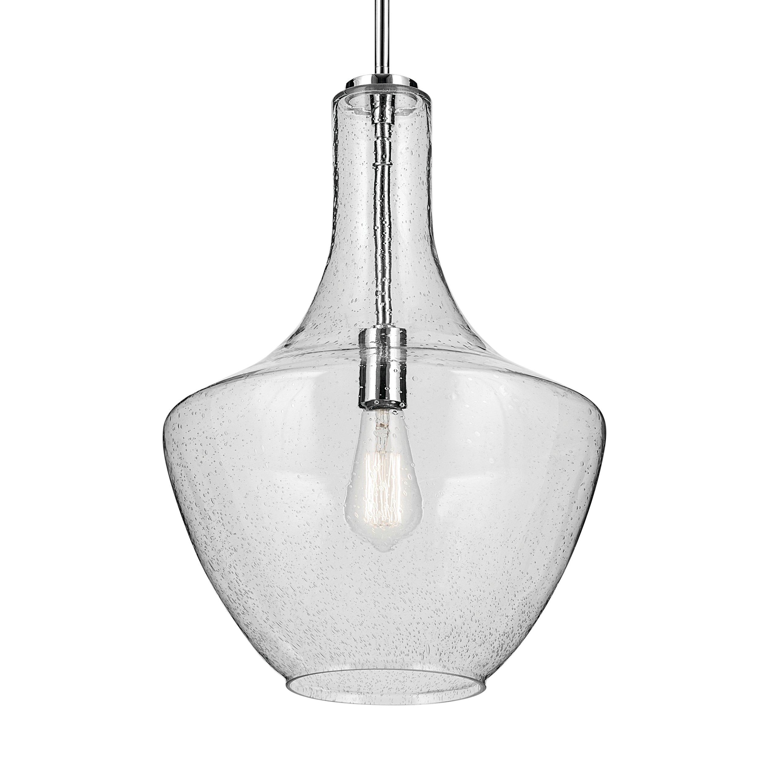 Everly 19.75 in. Polished Chrome Single Pendant Light