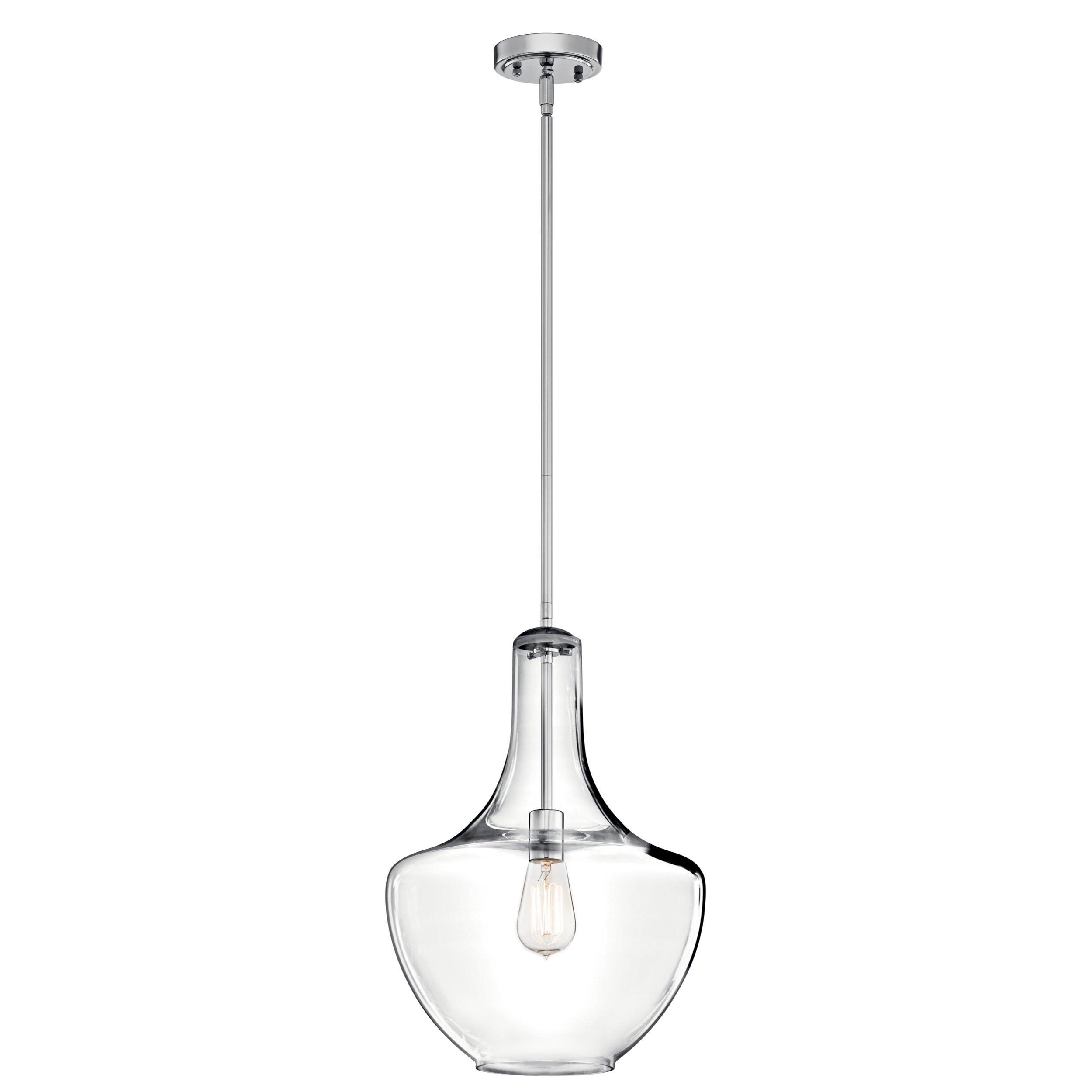 Everly 19.75 in. Polished Chrome Single Pendant Light