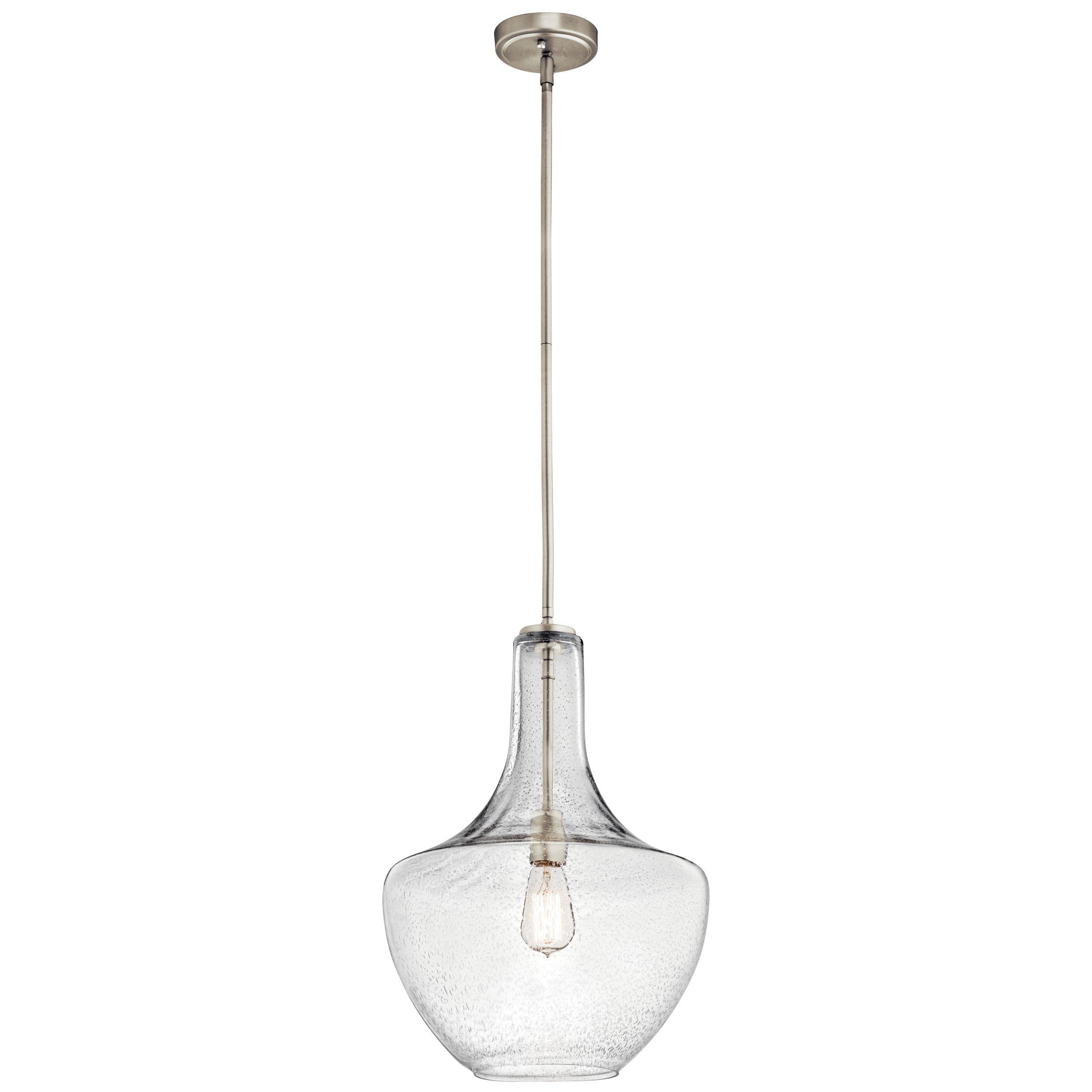 Everly 19.75 in. Brushed Nickel Single Pendant Light