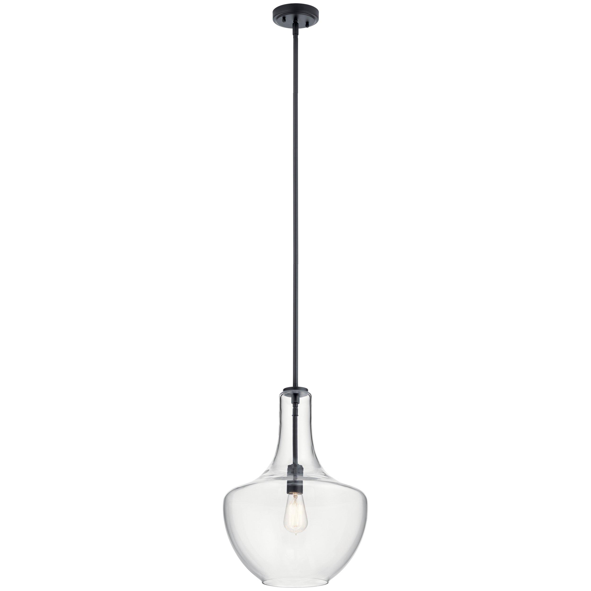 Everly 19.75 in. Matte Black Single Pendant Light