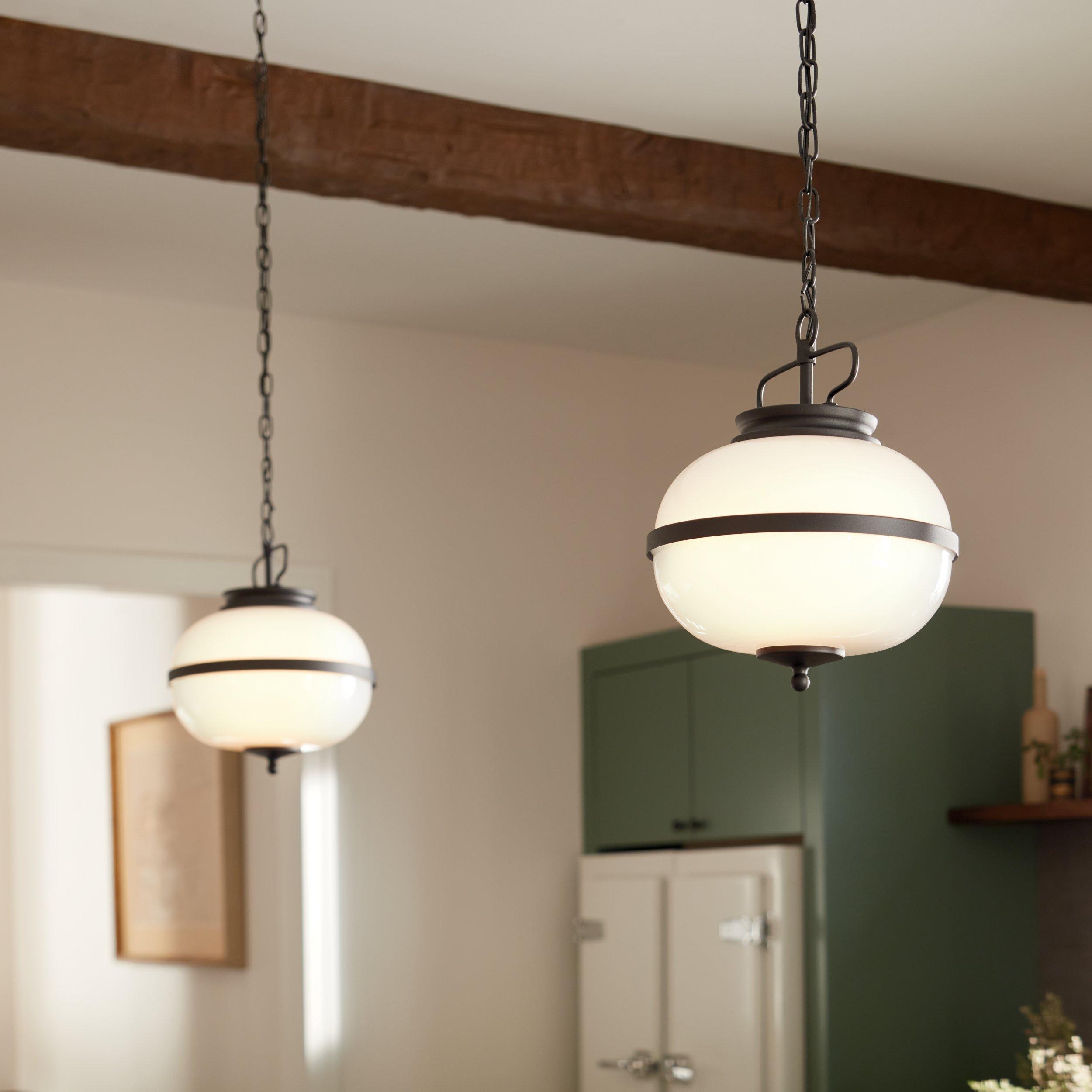 Opal Textured Black Double Pendant Light