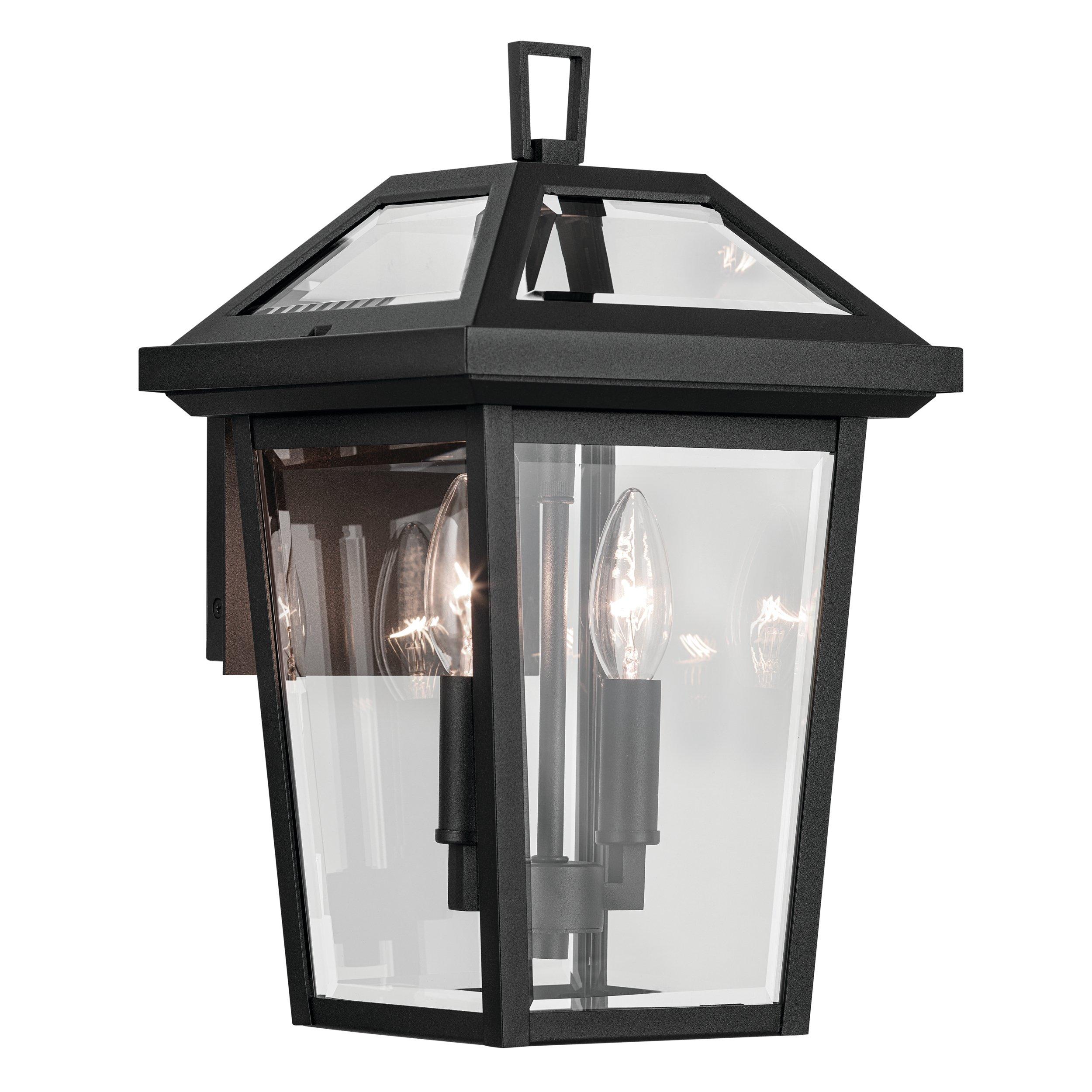 Regence Textured Black Outdoor Double Sconce