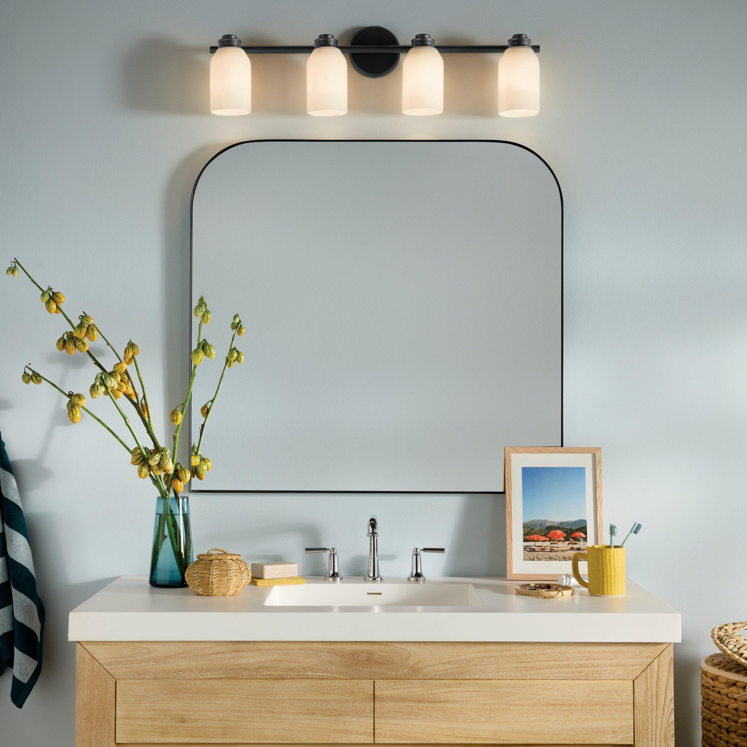 Shae Matte Black Quadruple Vanity Light