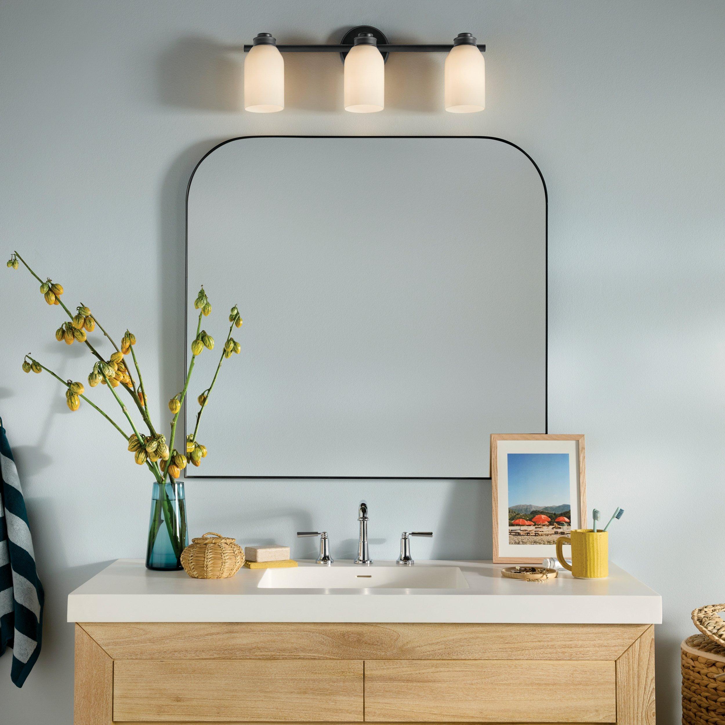 Shae Matte Black Triple Vanity Light