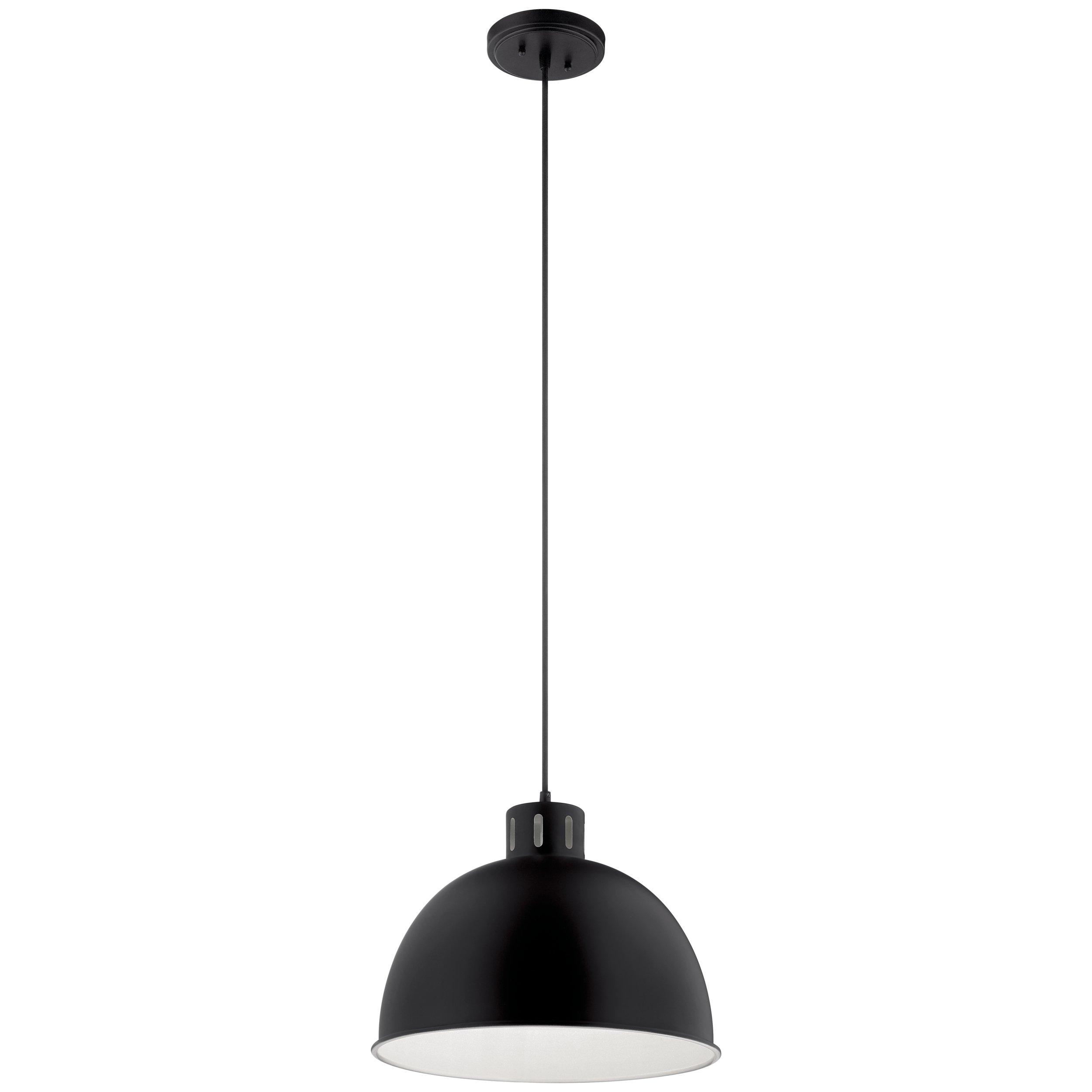 Zailey 15.75 in. Matte Black Single Pendant Light
