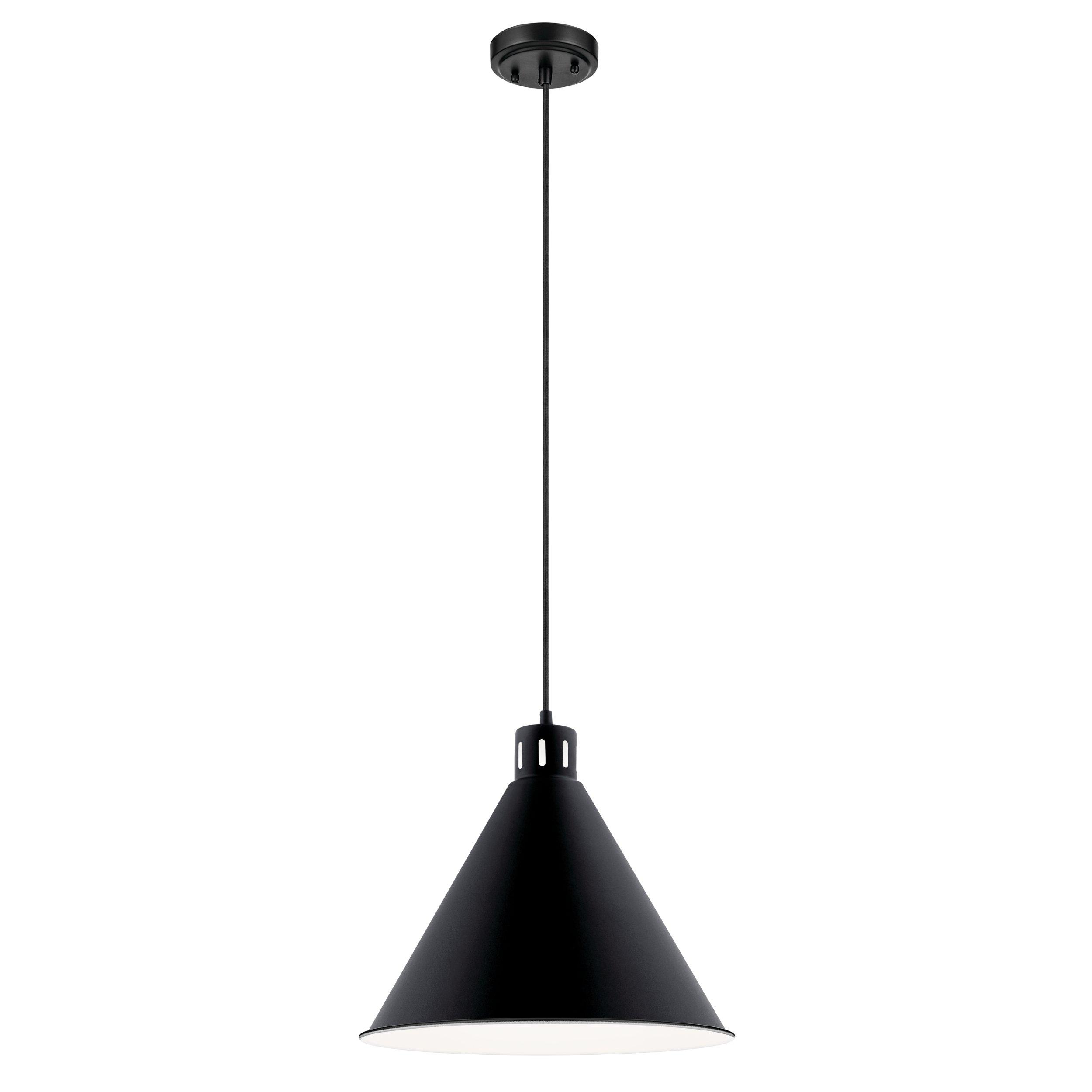 Zailey 16 in. Matte Black Single Pendant Light