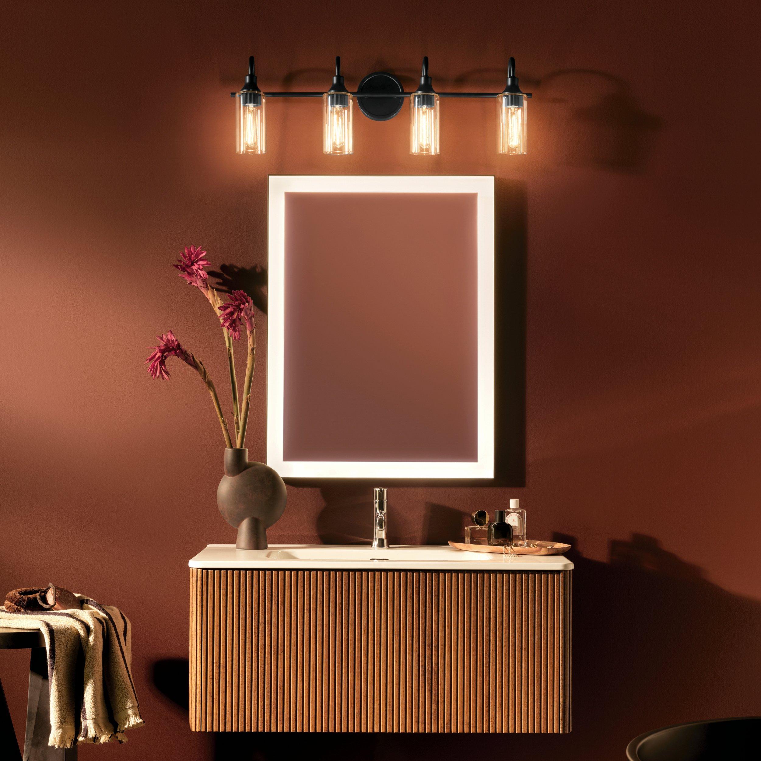 Kavi Matte Black Quadruple Vanity Light