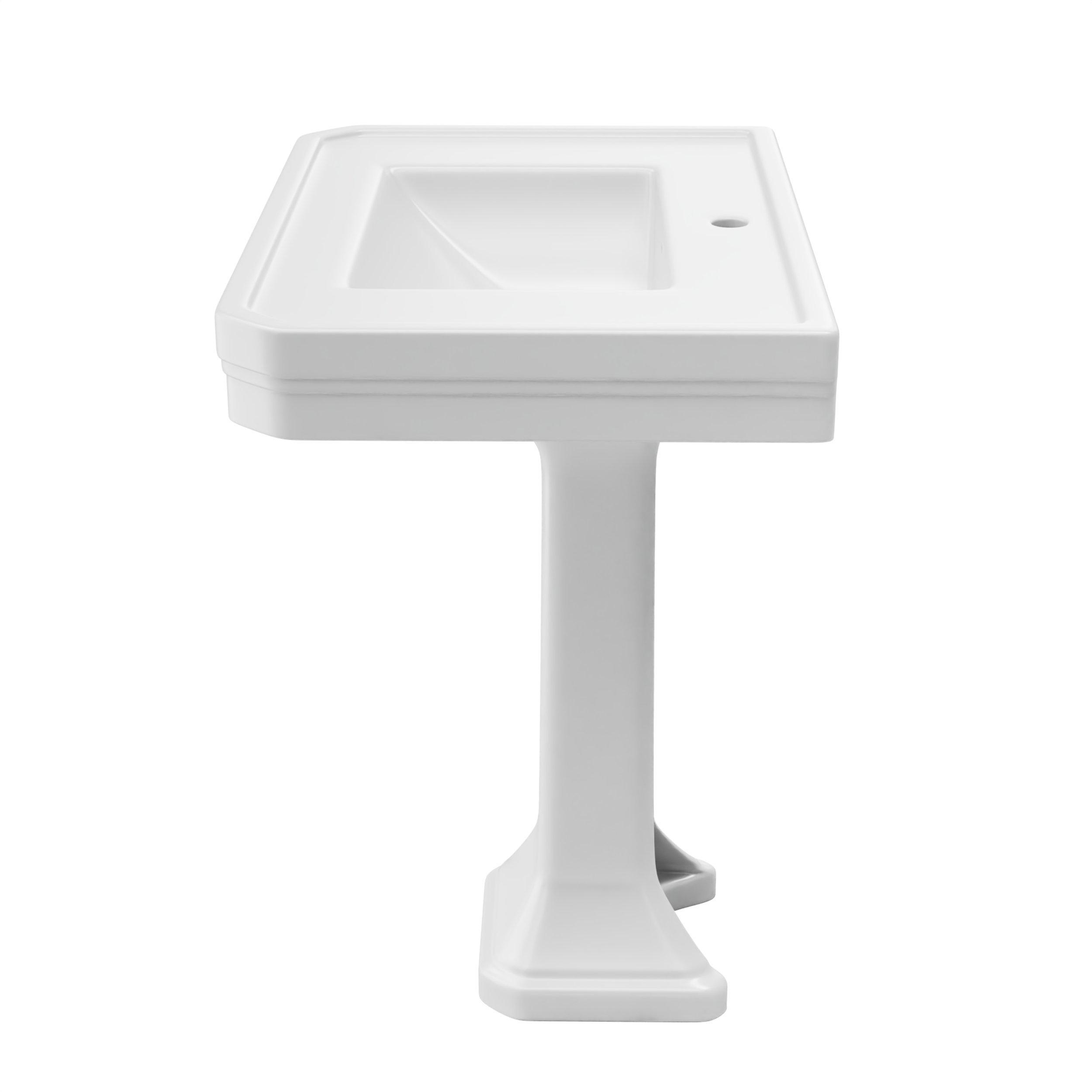 Aqua Monoblock Center Set Porcelain White Pedestal Sink