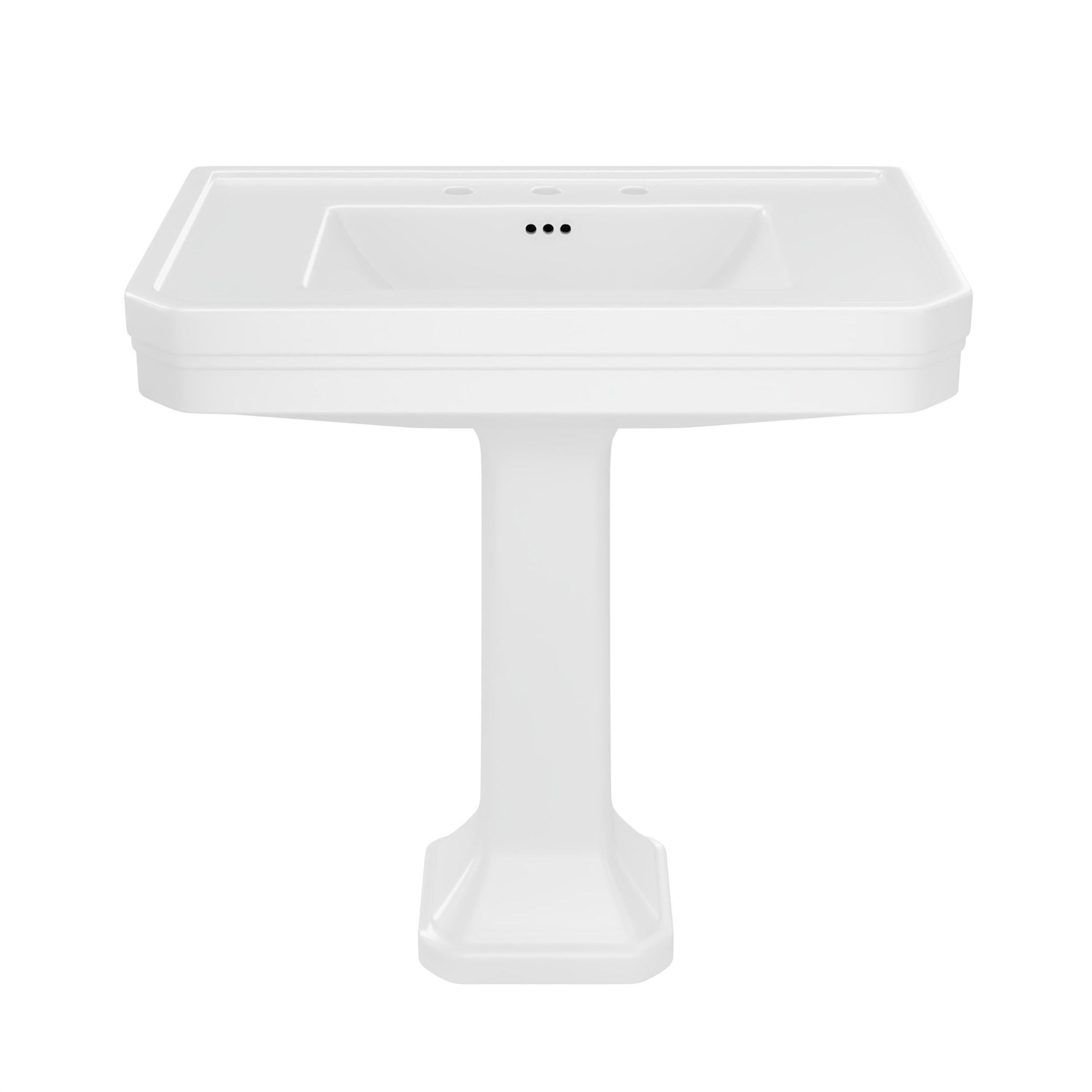 Aqua 8 in. Widespread Porcelain White Pedestal Sink