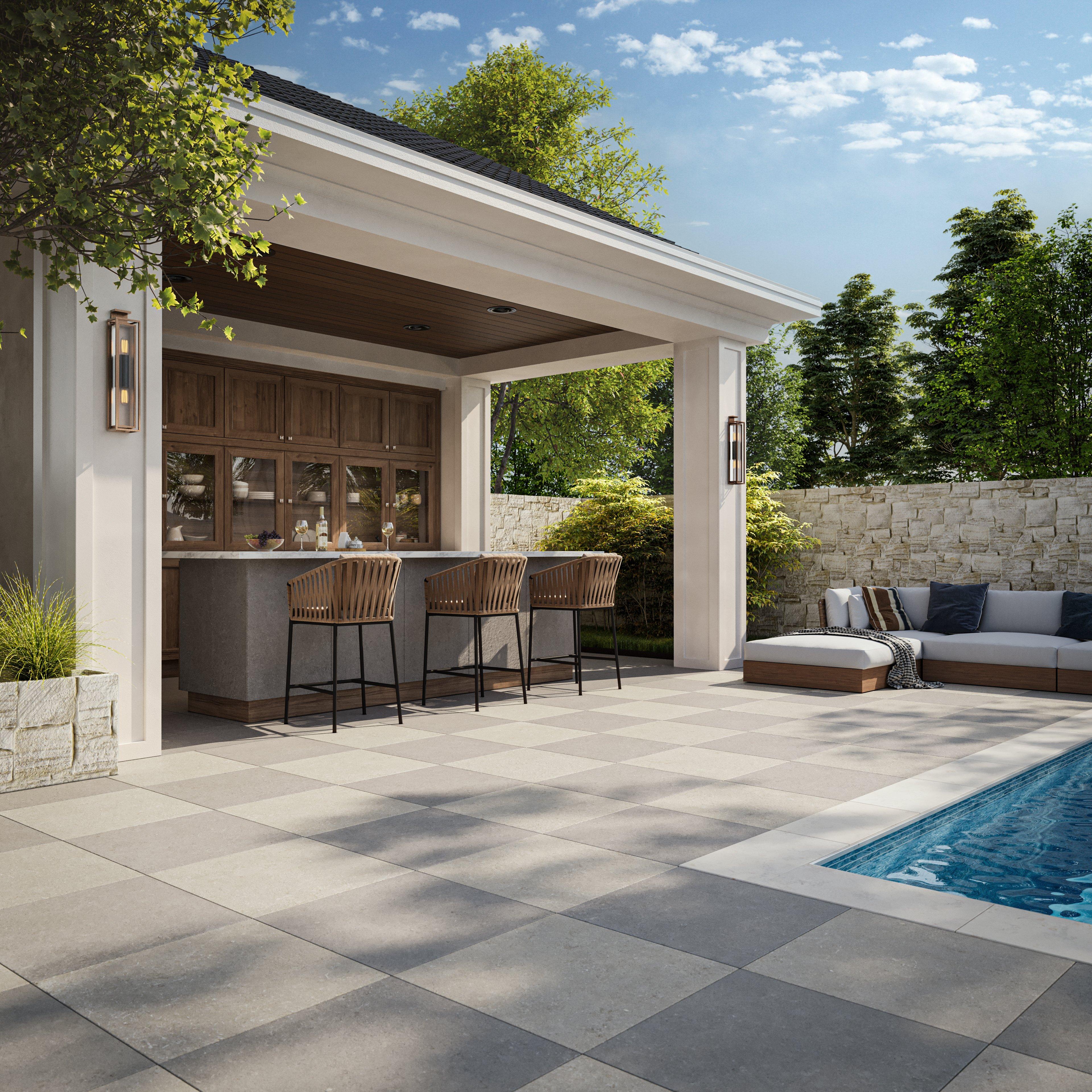 Shell Tumbled Travertine Bullnose 3cm. Paver Coping