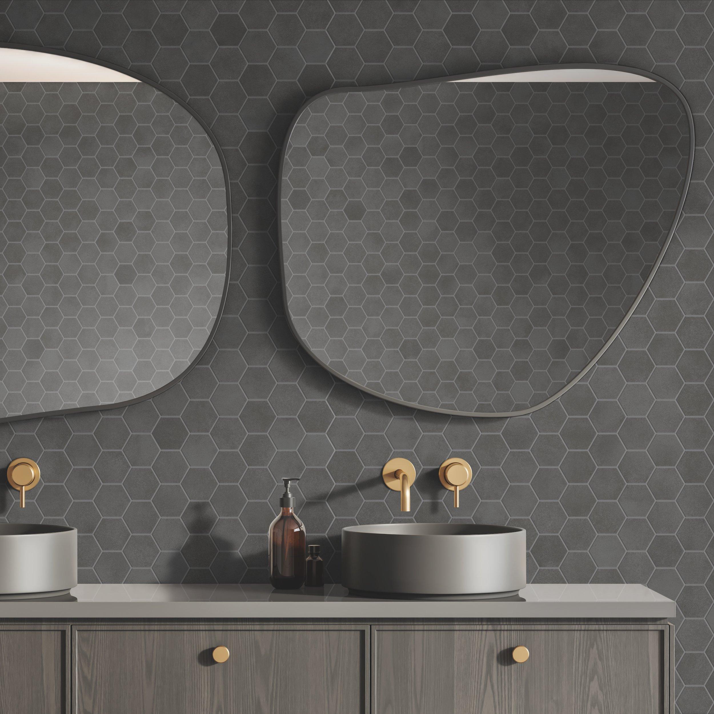Luxe Night Hexagon Matte Porcelain Mosaic
