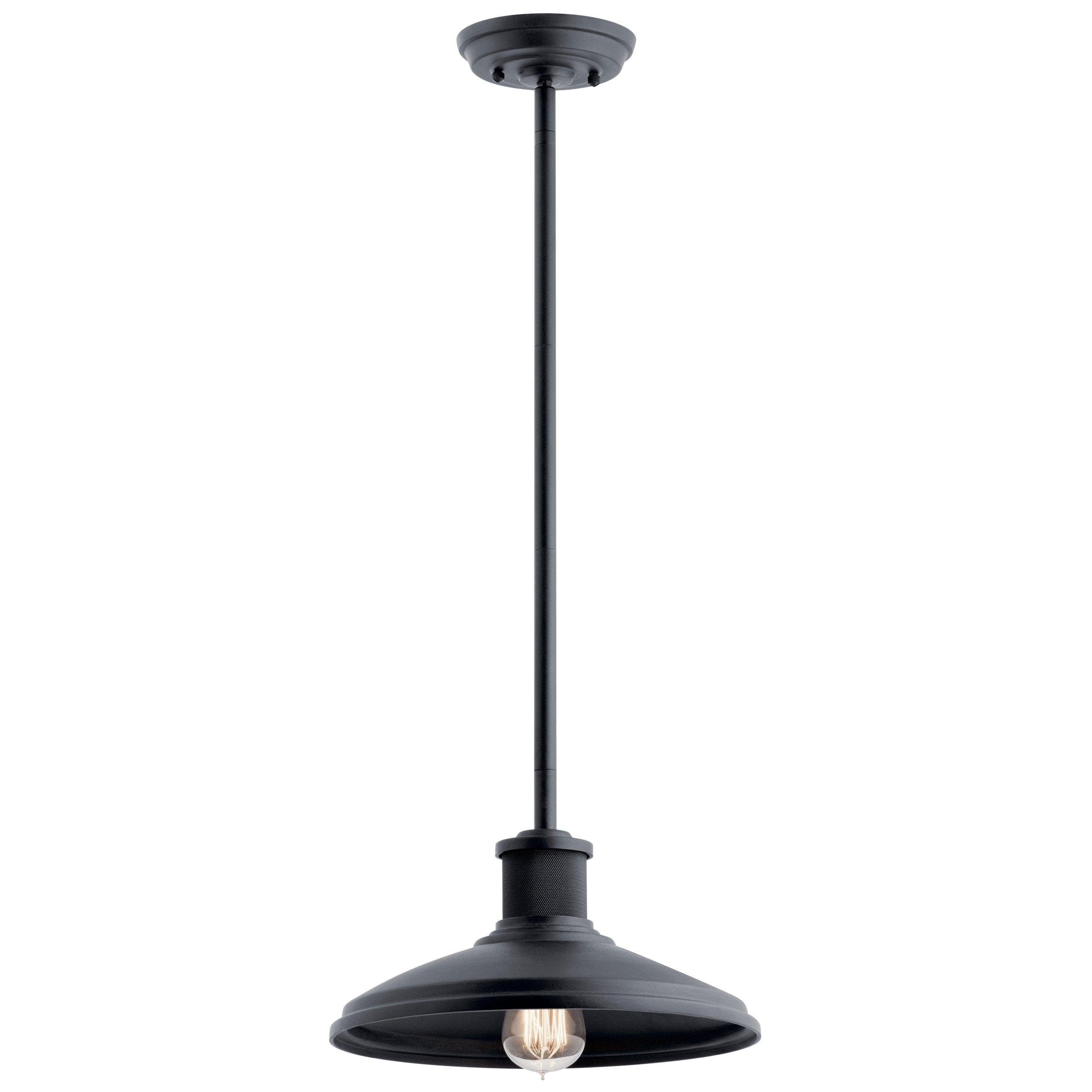 Allenbury Textured Black Outdoor Pendant/Semi-Flush Light