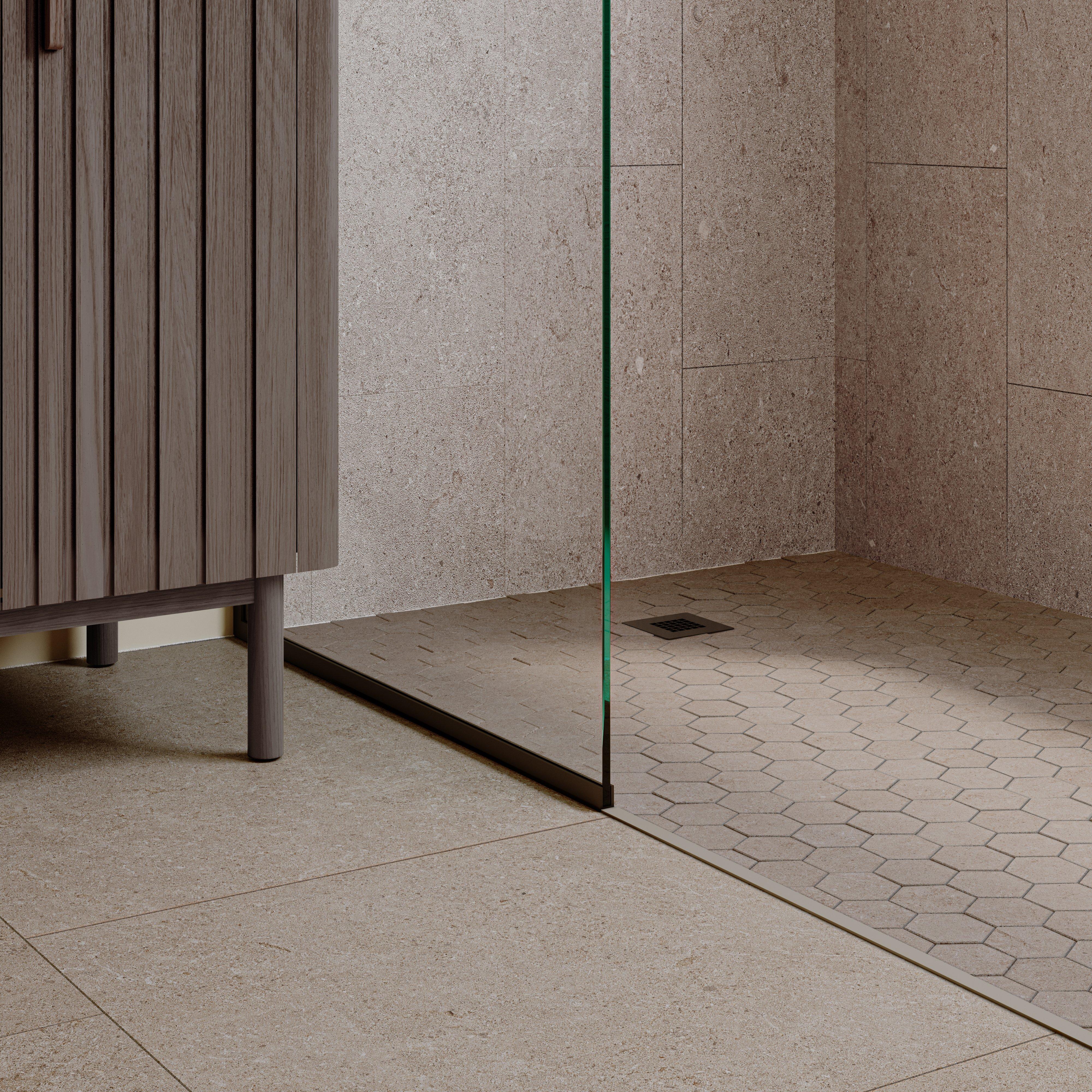 Linea Satin Black Single Panel Frameless Shower Screen