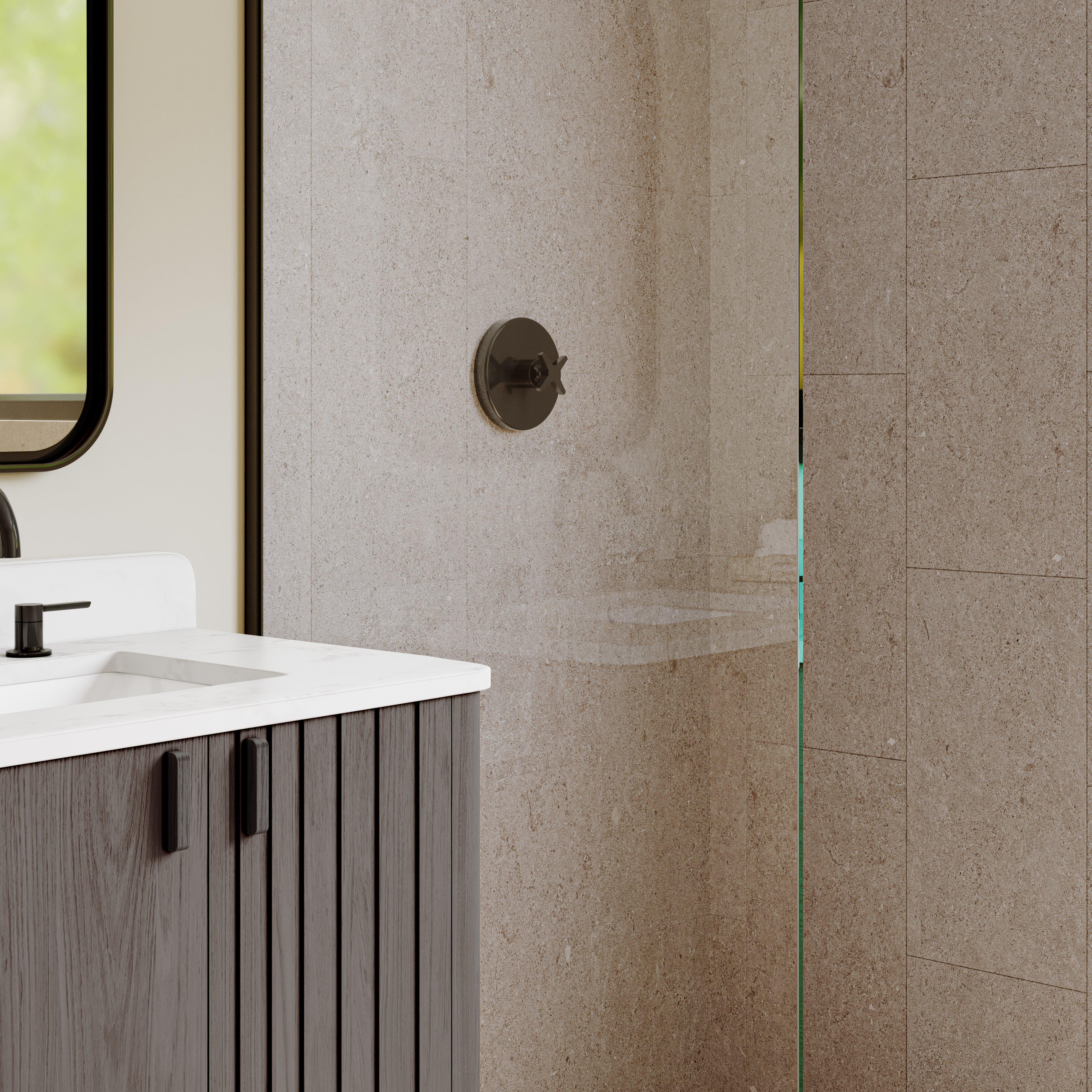 Linea Satin Black Single Panel Frameless Shower Screen