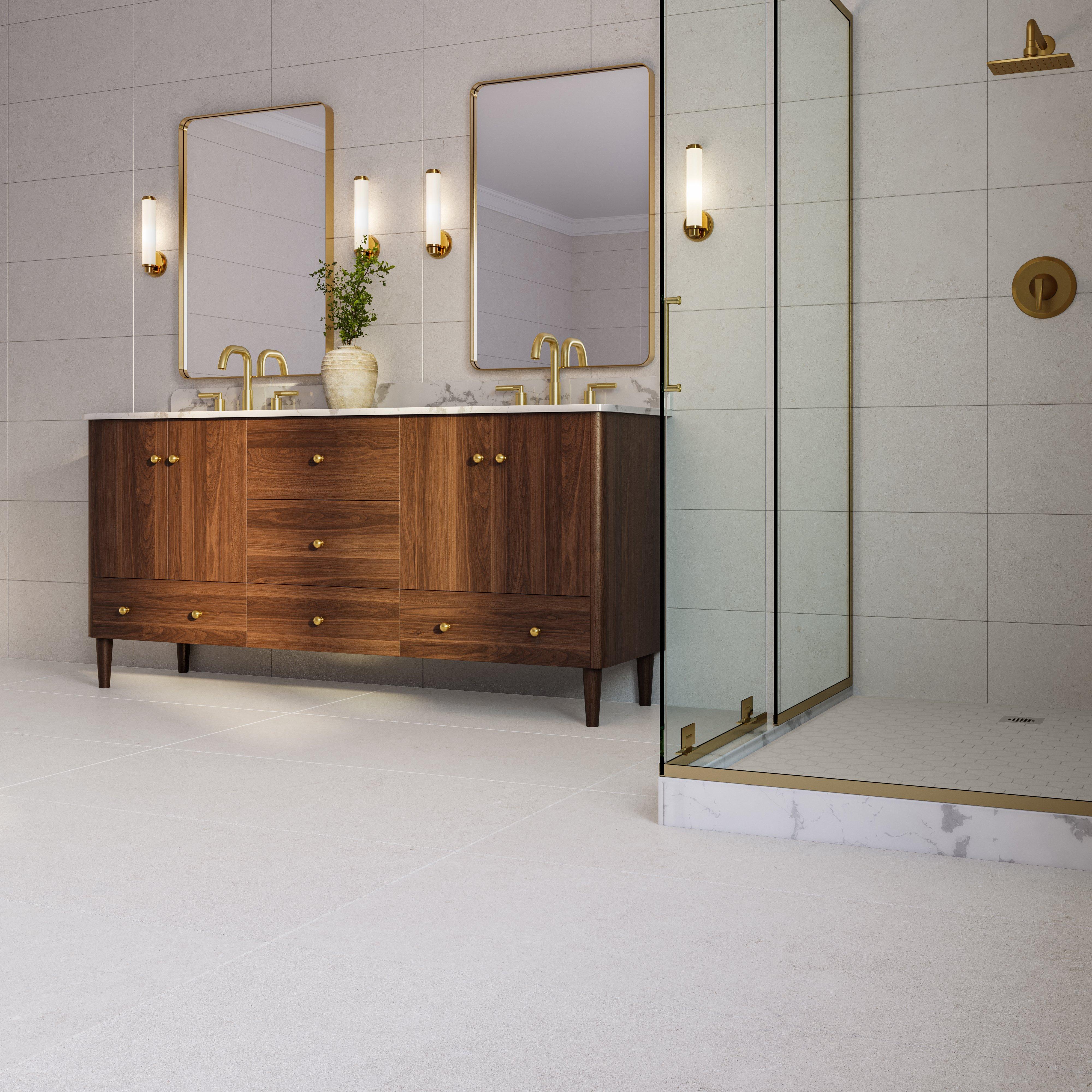 Leyah 31 in. Walnut Finish Vanity with Engineered Stone Top