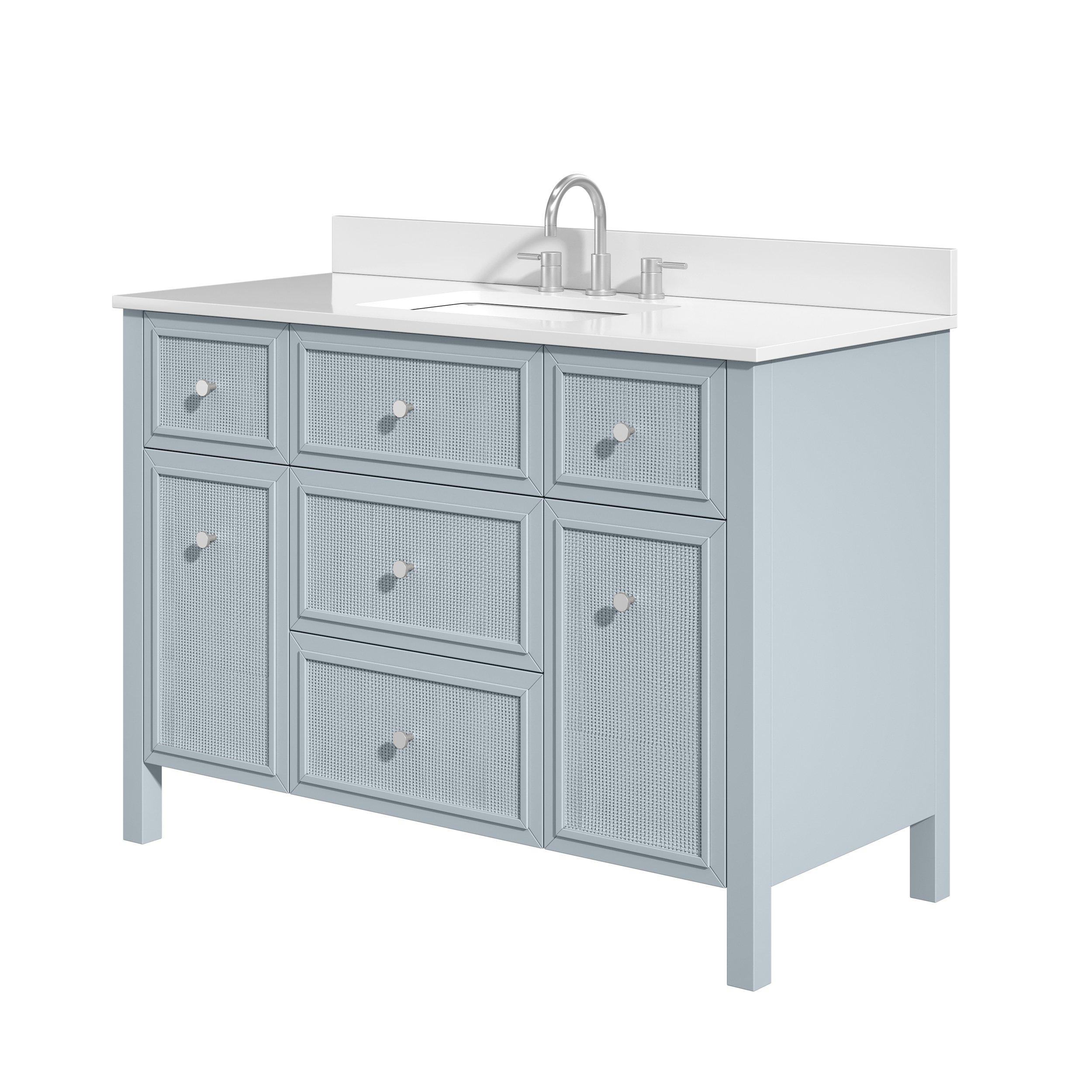 Pacifica 49 in. Blue Vanity with Pure White Engineered Top