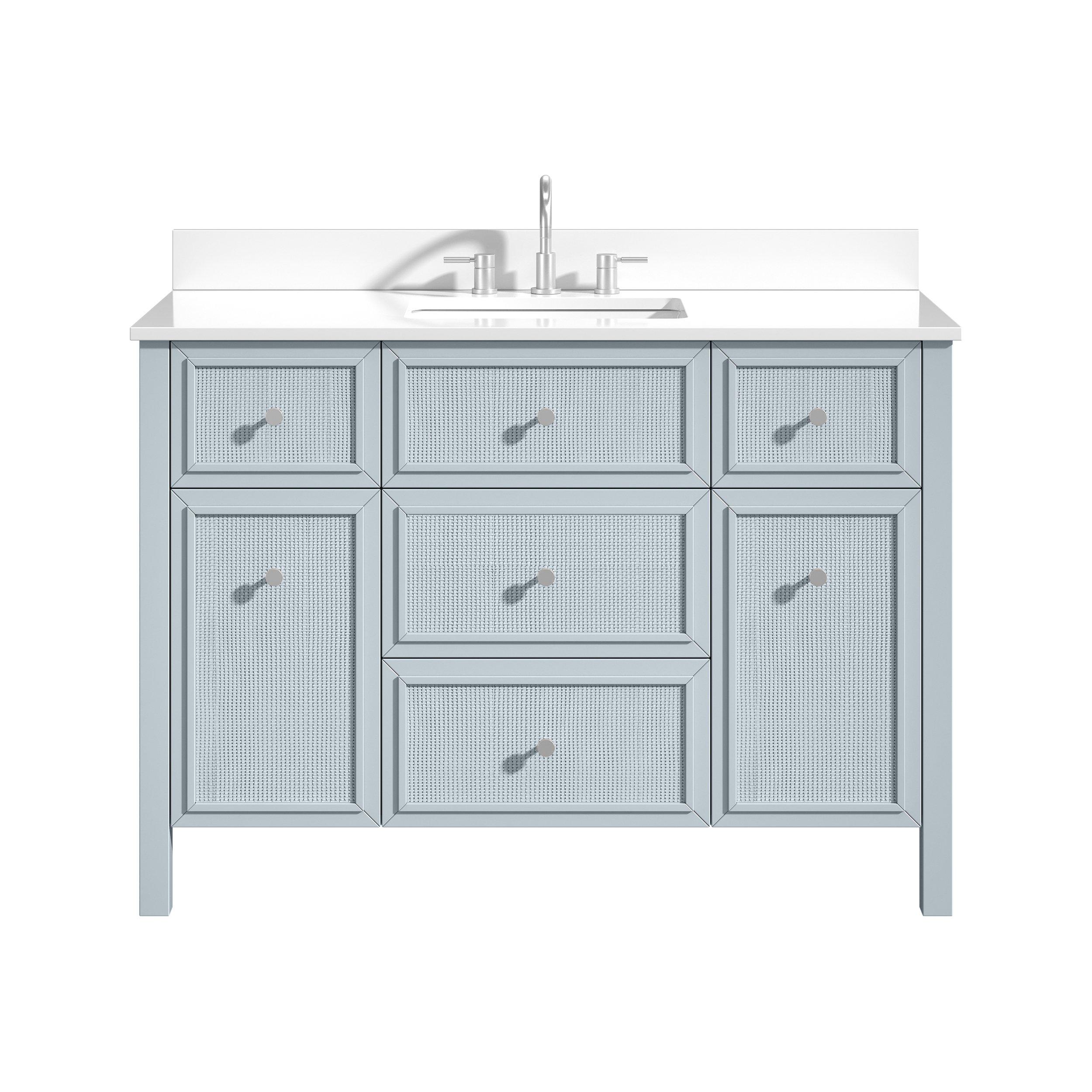 Pacifica 49 in. Blue Vanity with Pure White Engineered Top