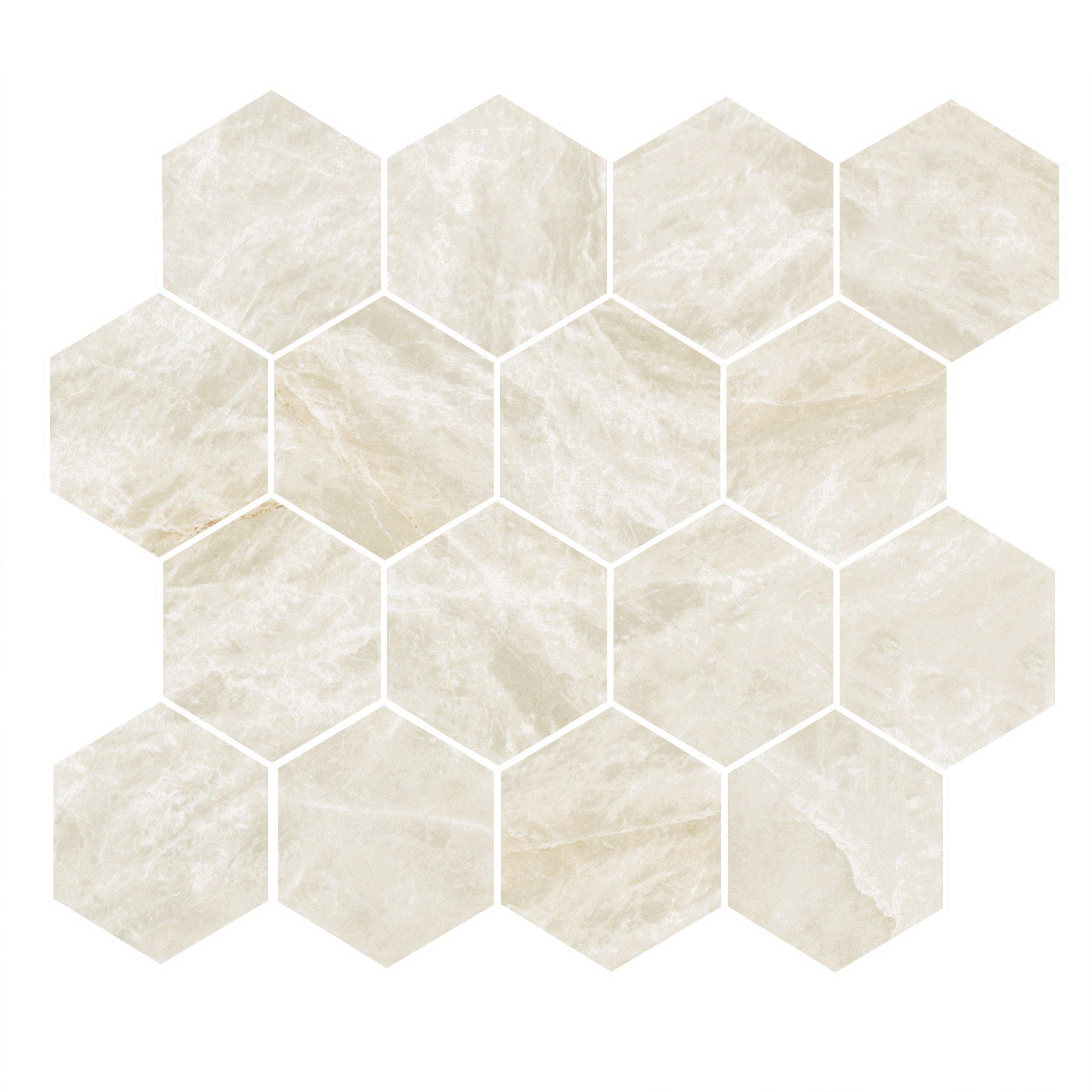 Perla Venatta Hexagon Polished Porcelain Mosaic