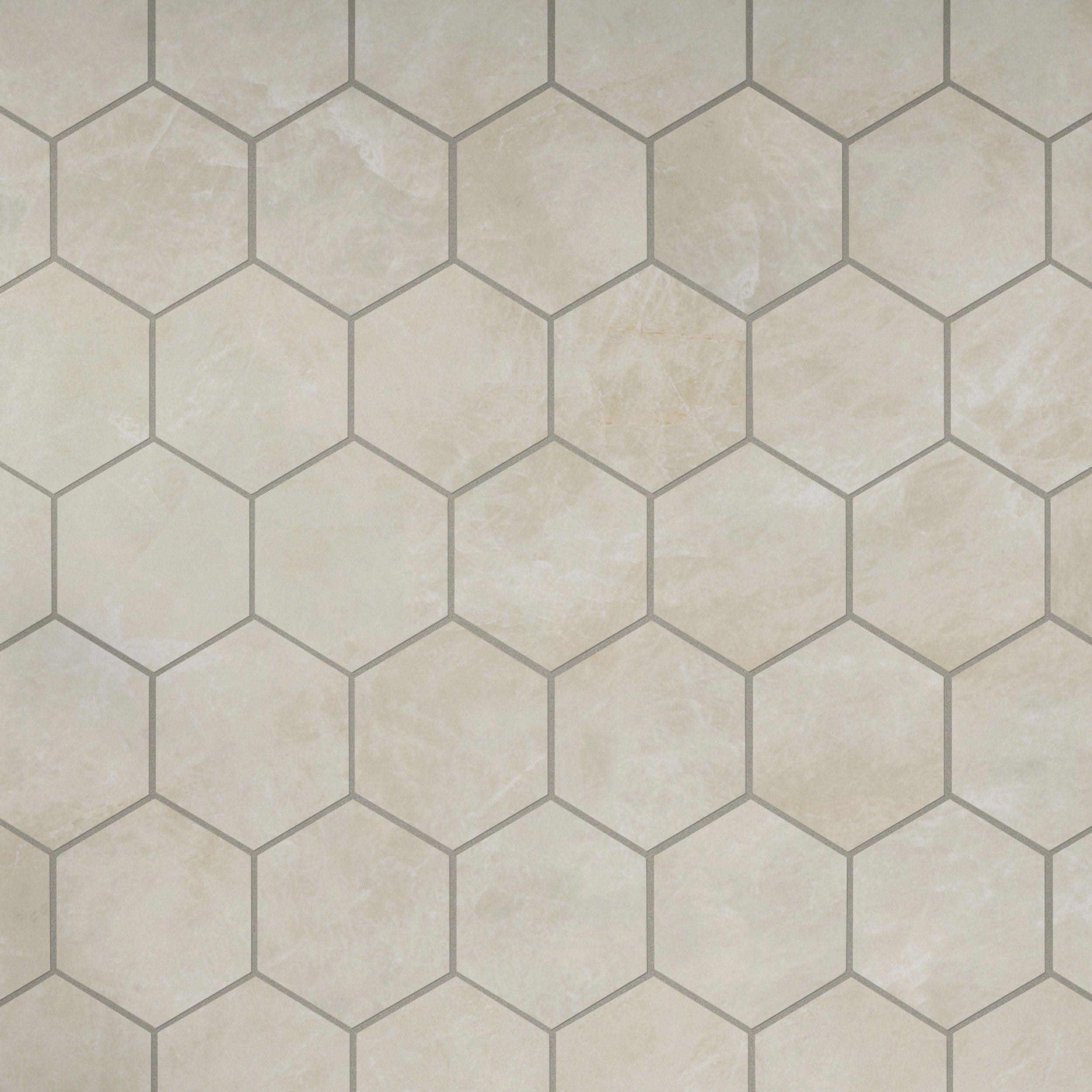Perla Venatta Hexagon Polished Porcelain Mosaic