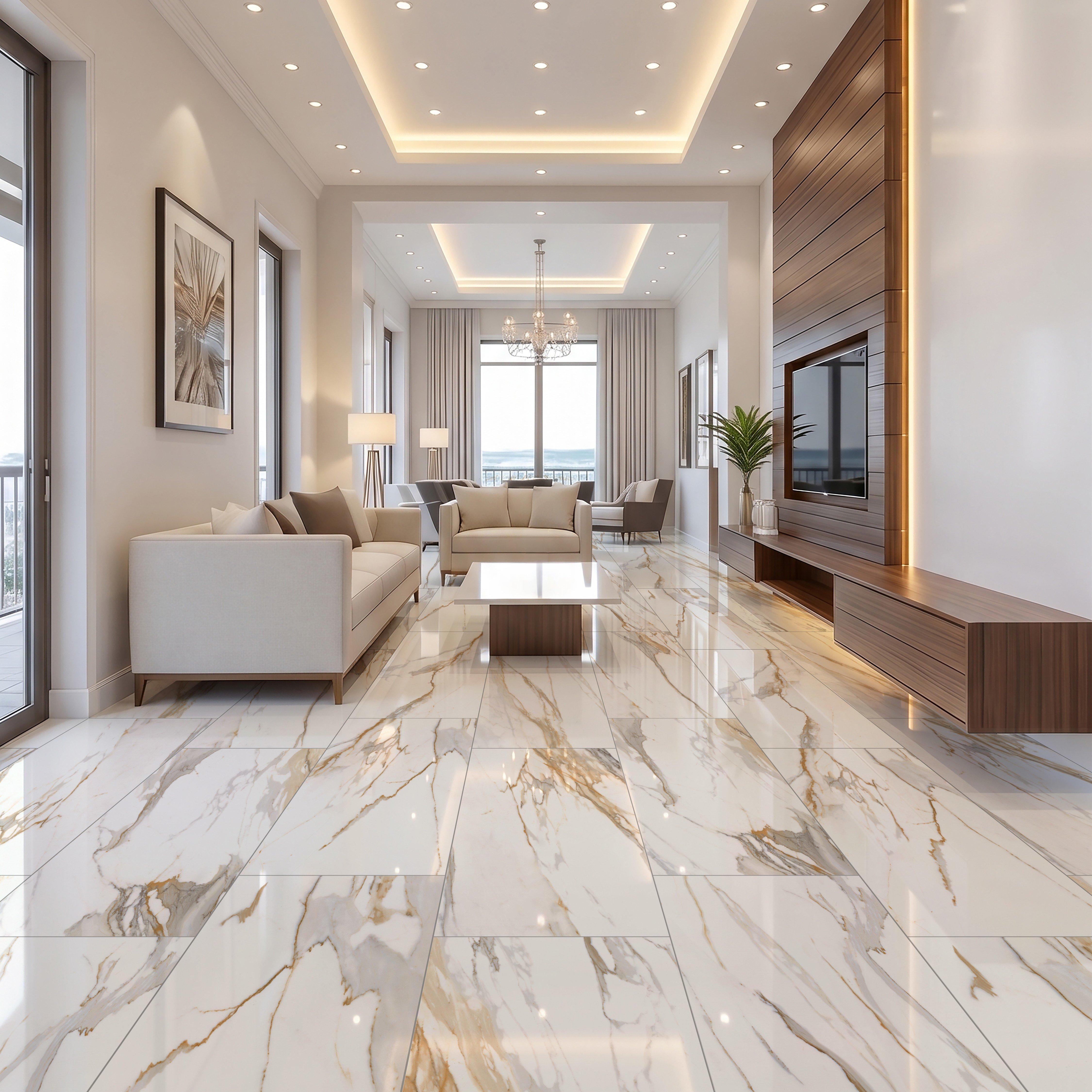 Calacatta Amber Polished Porcelain Tile