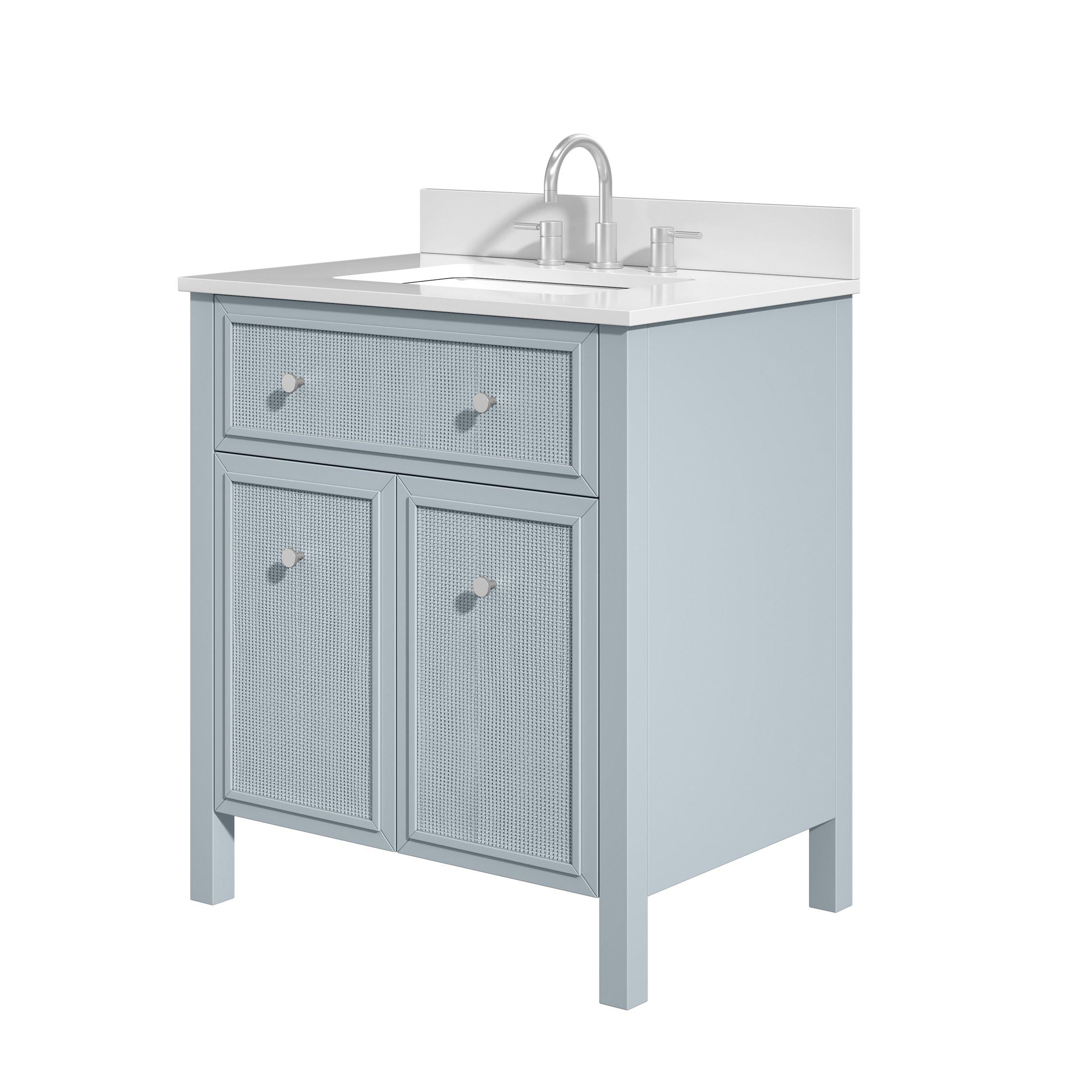 Pacifica 31 in. Blue Vanity with Pure White Engineered Top
