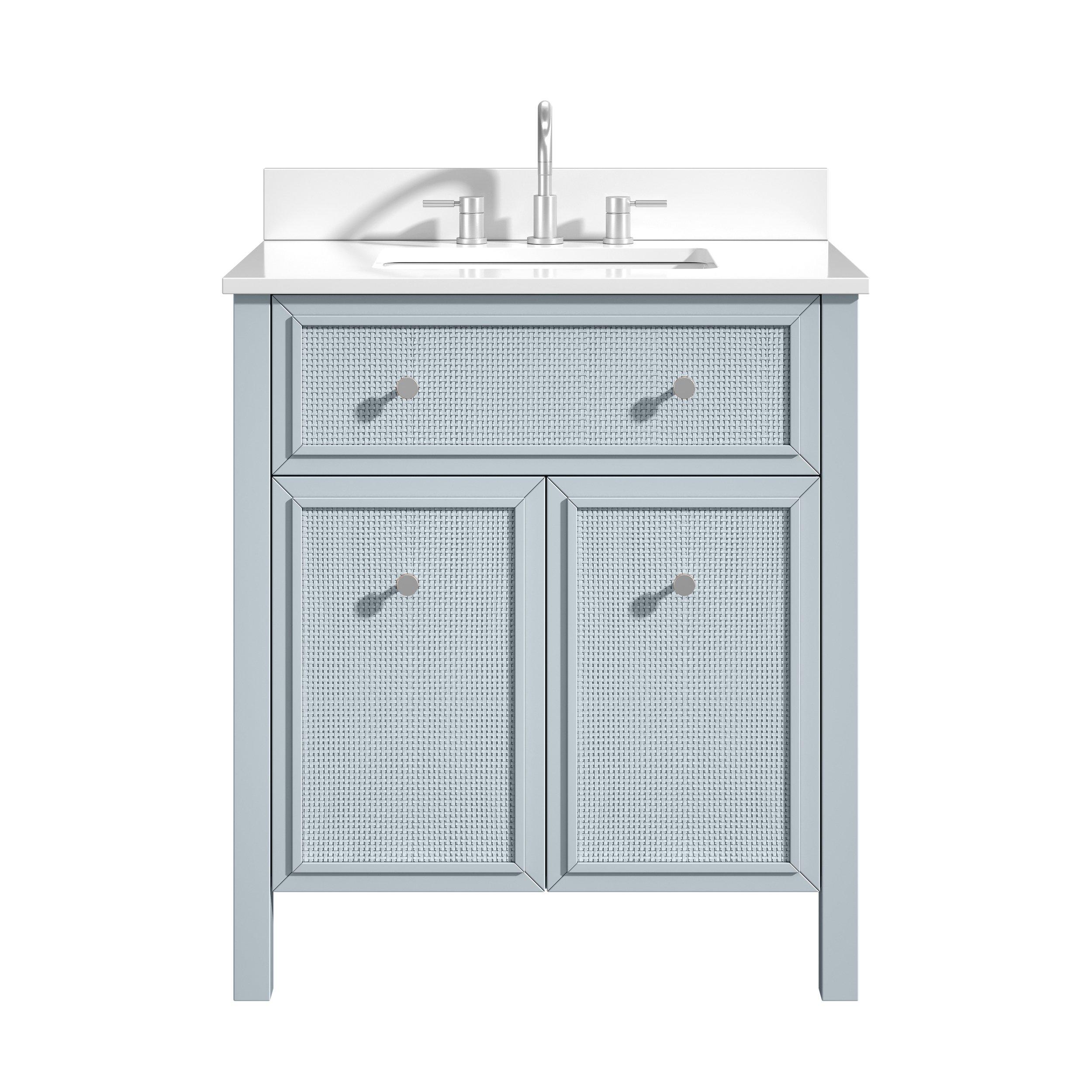 Pacifica 31 in. Blue Vanity with Pure White Engineered Top