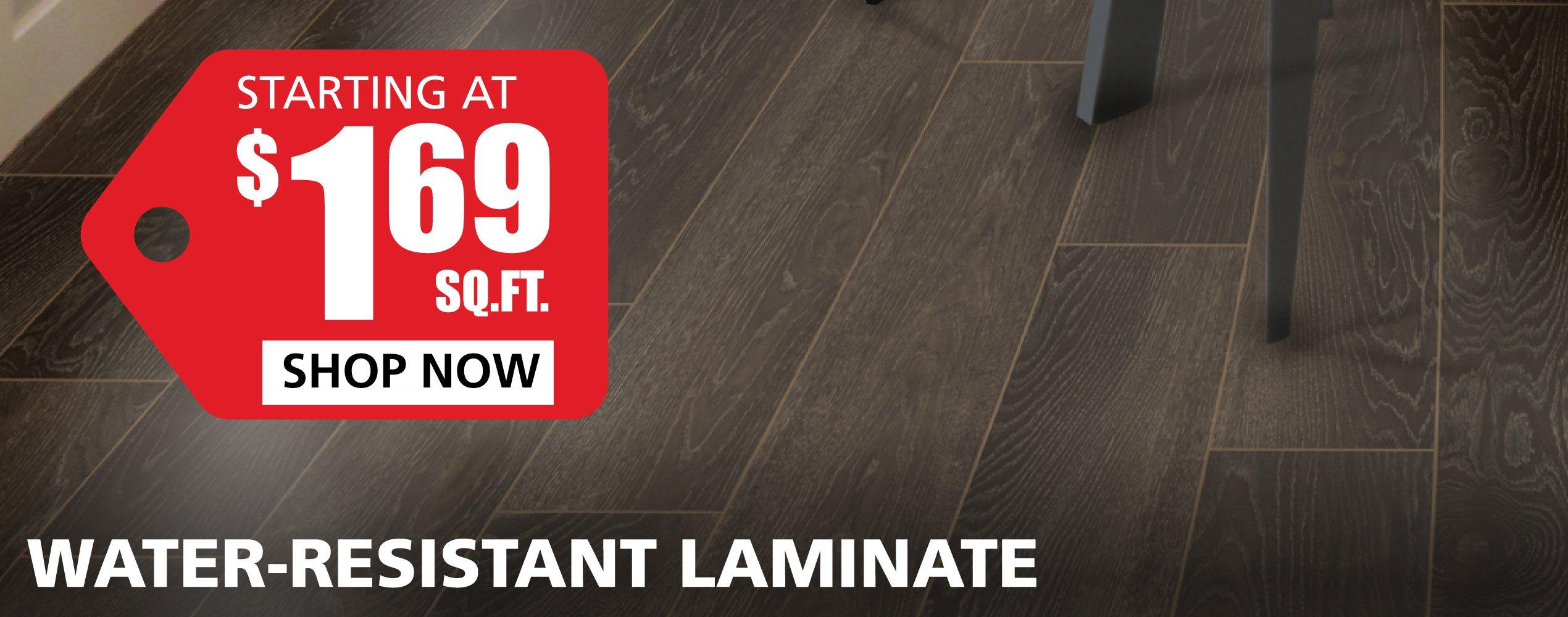 Water Resistant Laminate starting at $1.69 per square foot