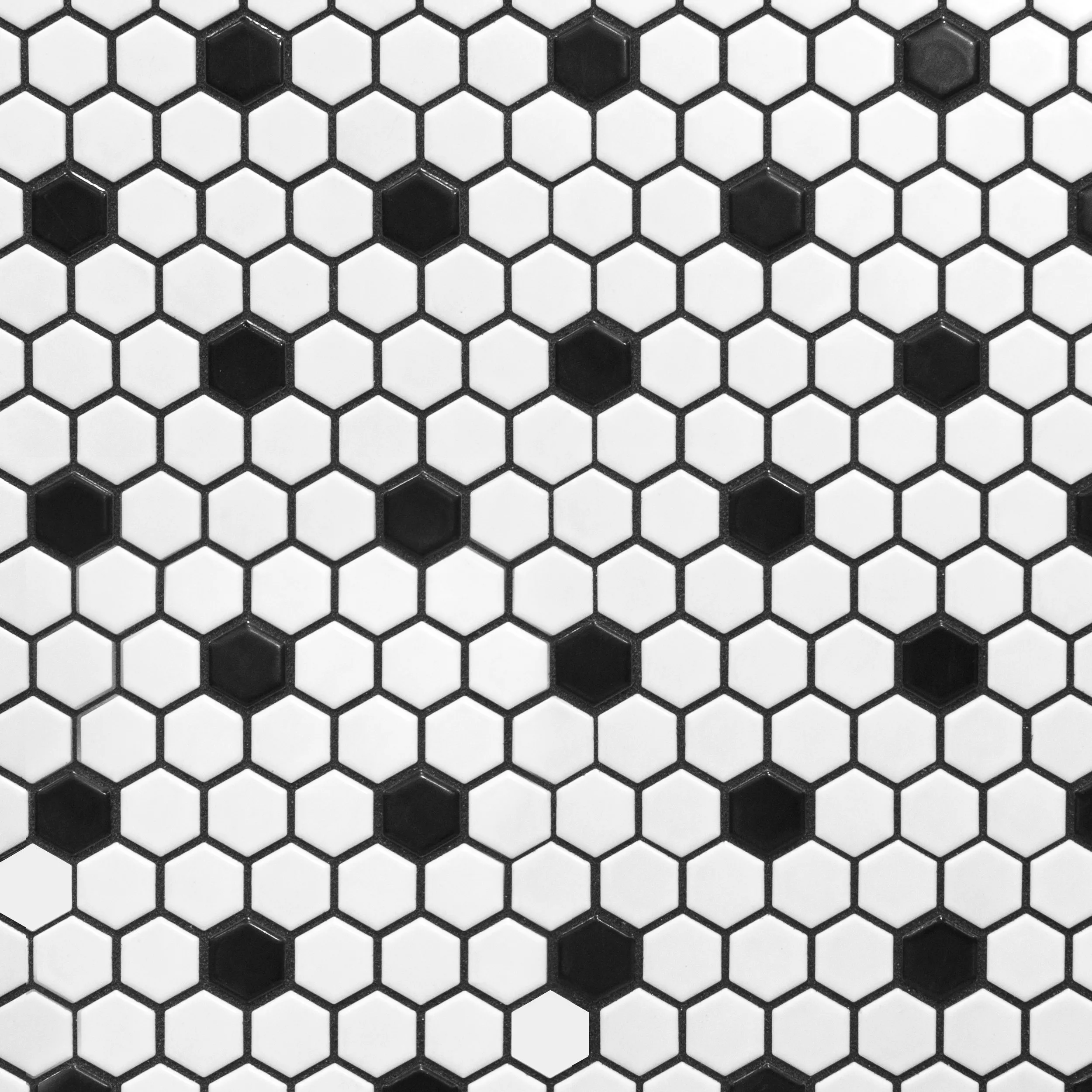 White and Black Mixed Hexagon Porcelain Mosaic