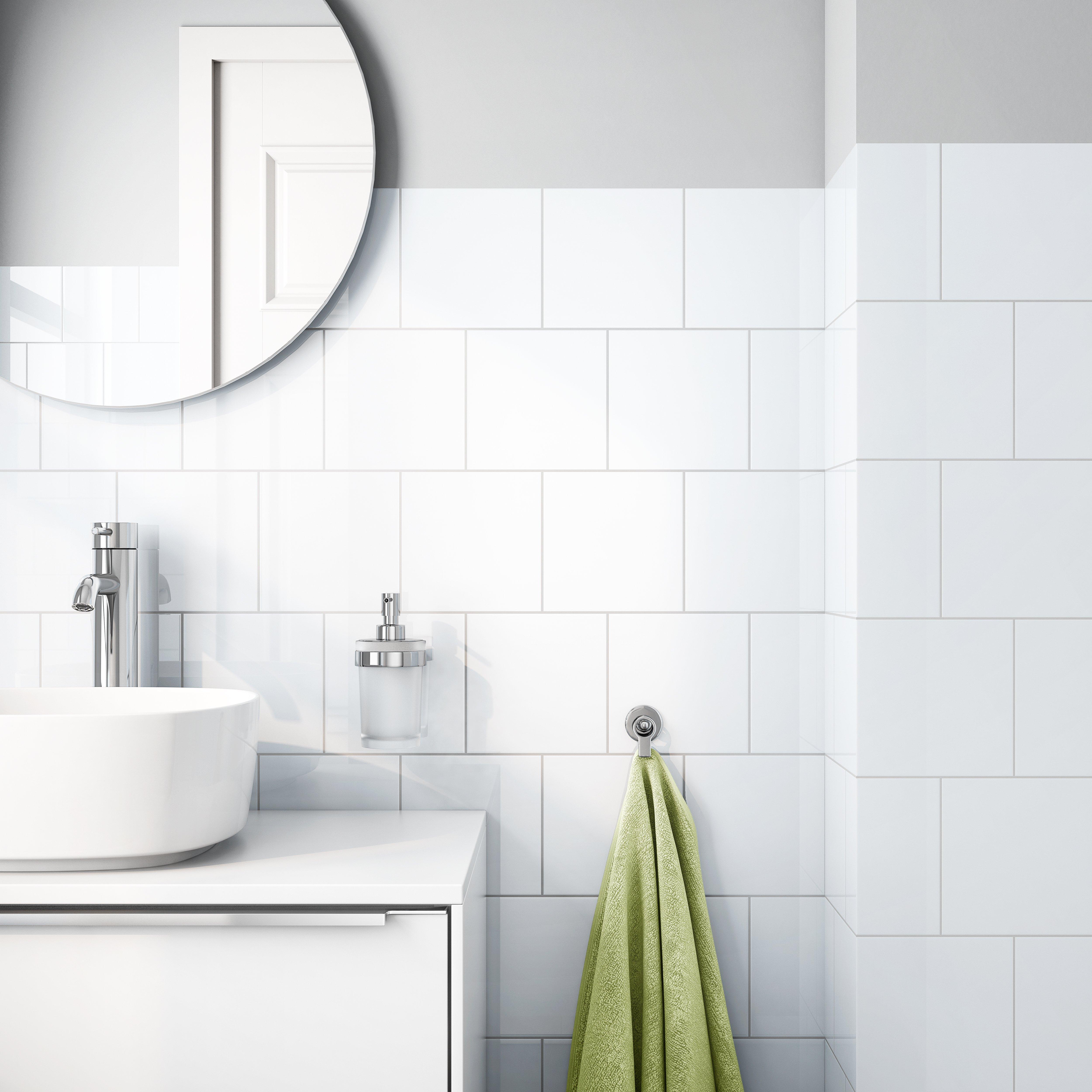 white bathroom wall tiles