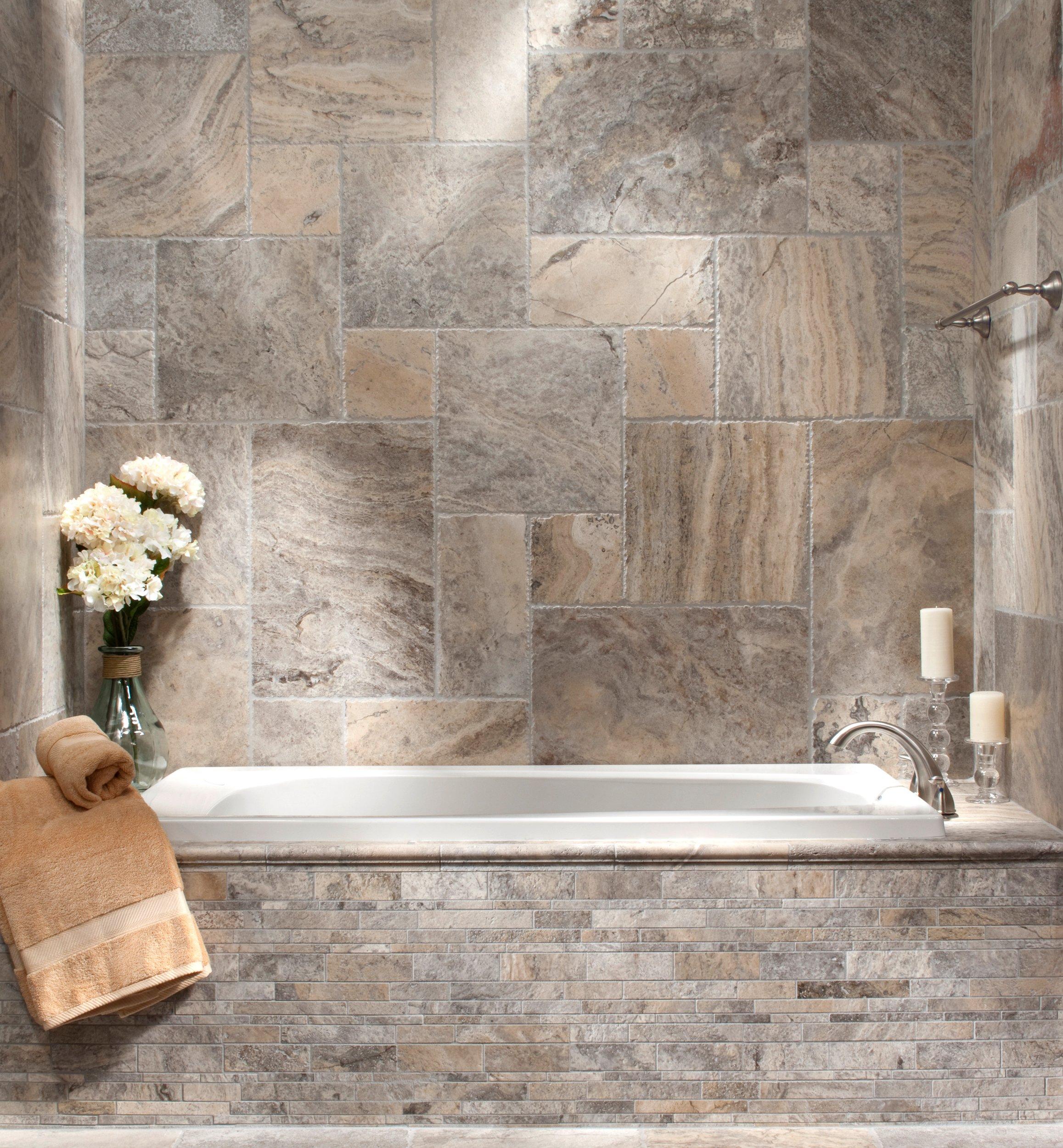 Argento Brushed Travertine Tile