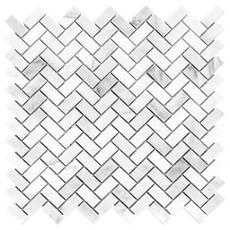 Thassos Herringbone Polished Marble Mosaic 12 X 12 100105022 Floor And Decor